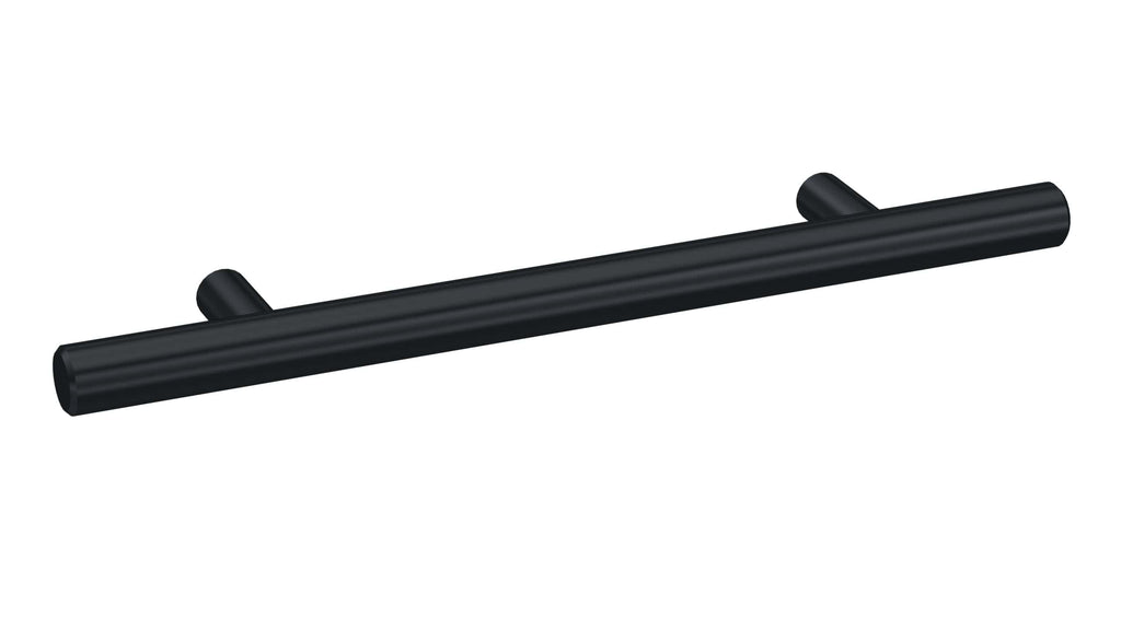Black matte dual grab bar for bathroom safety and support, ideal for showers and baths, modern design, durable stainless steel construction.