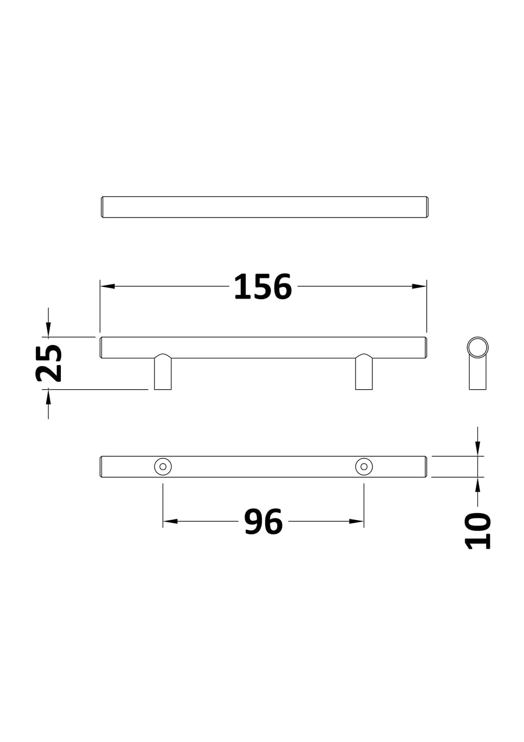 Sleek modern bathroom towel rail with precise dimensions for Bubly Bathrooms, designed to add style and functionality to your bathroom space.