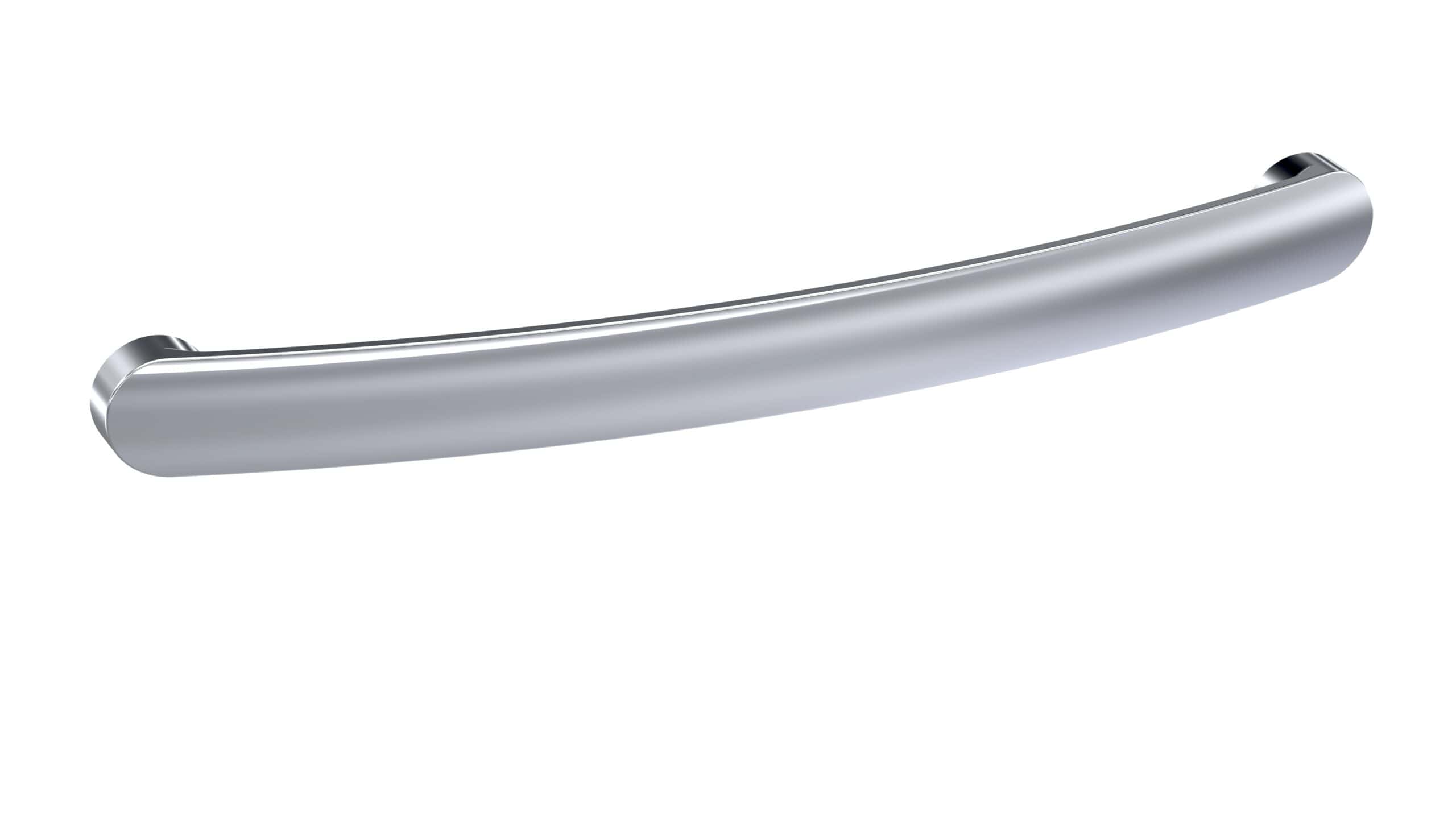 Sleek silver bathroom grab rail for safety and support in modern bathrooms.