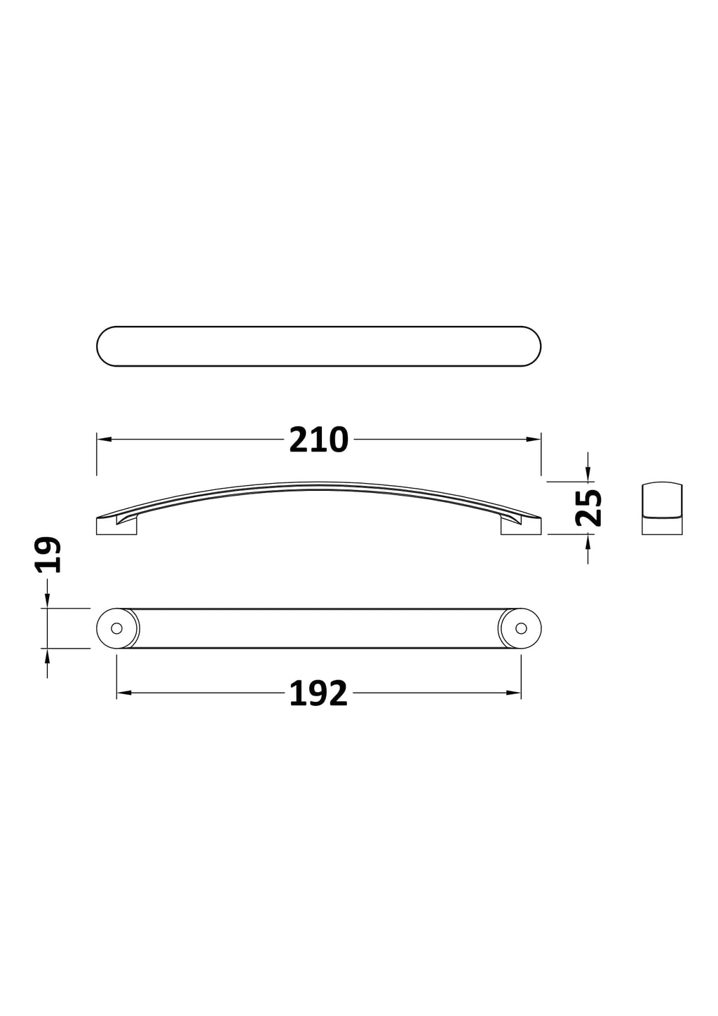 Slim stainless steel bathroom grab bar with detailed dimension drawing for safety and support in modern bathrooms, ideal for bathroom accessibility and disabled safety.
