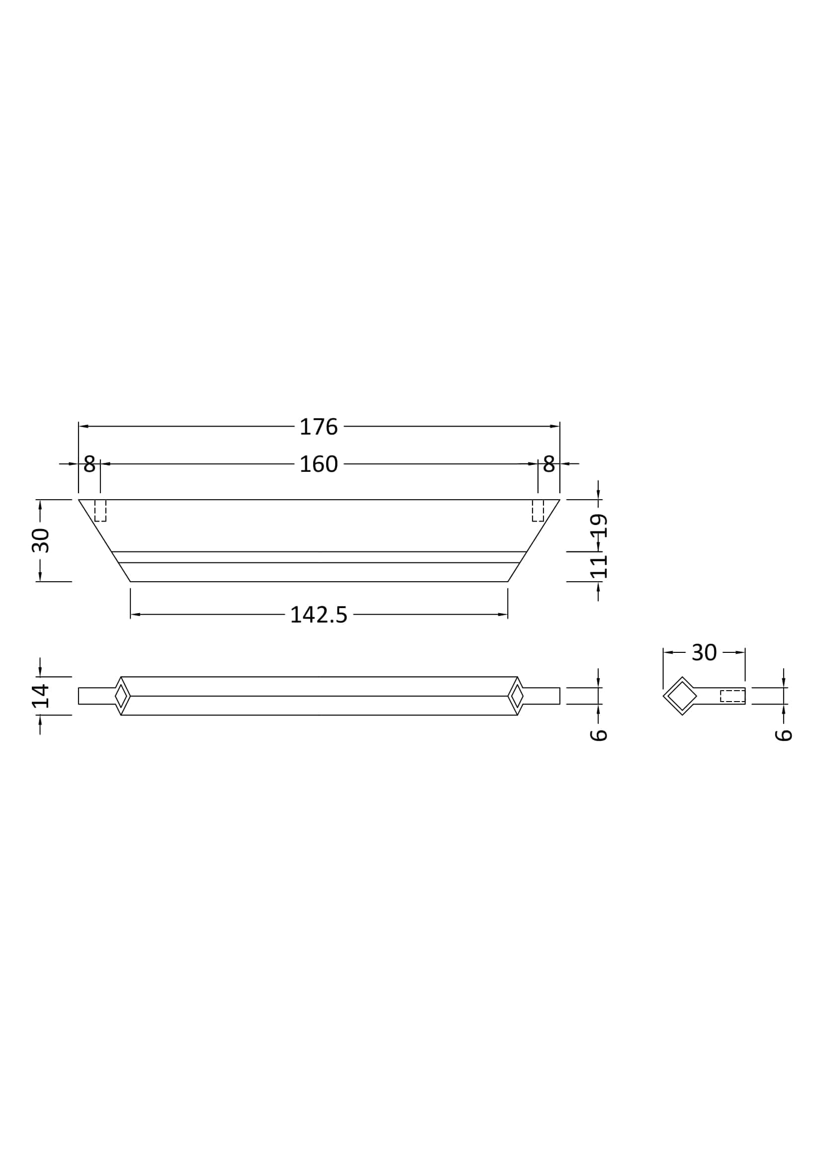 Aluminium shower tray technical drawing with precise measurements for luxury bathroom fittings. Durable, easy to install, and designed for modern bubly bathroom environments.