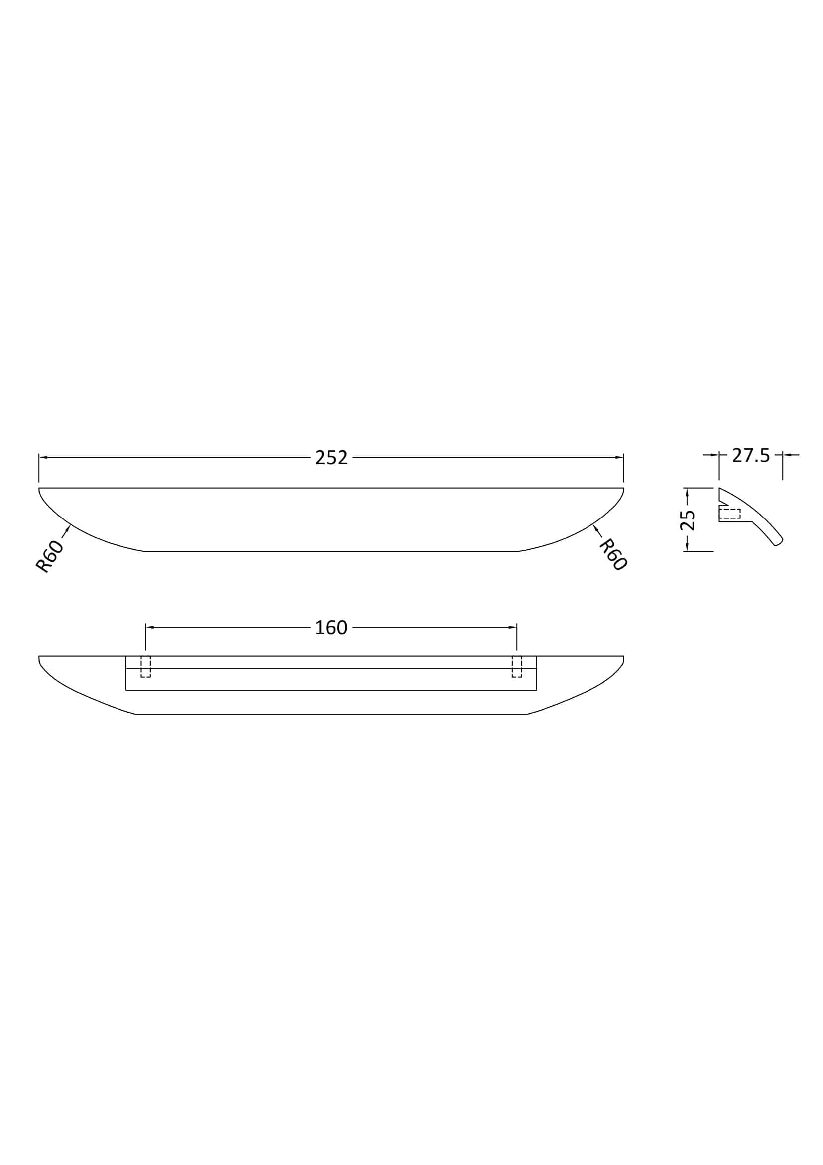 Rimless bathroom sink technical drawing with dimensions for Bubly Bathrooms, showcasing space-efficient design and modern style. Perfect for contemporary bathroom renovations.