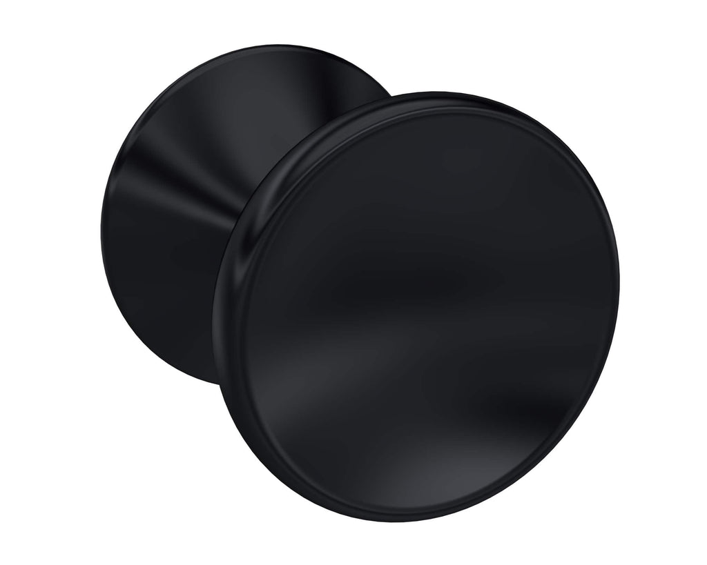 Smooth black round bathroom cabinet knobs for modern bathroom decor, providing easy cabinet handle replacement and stylish finishing touches.