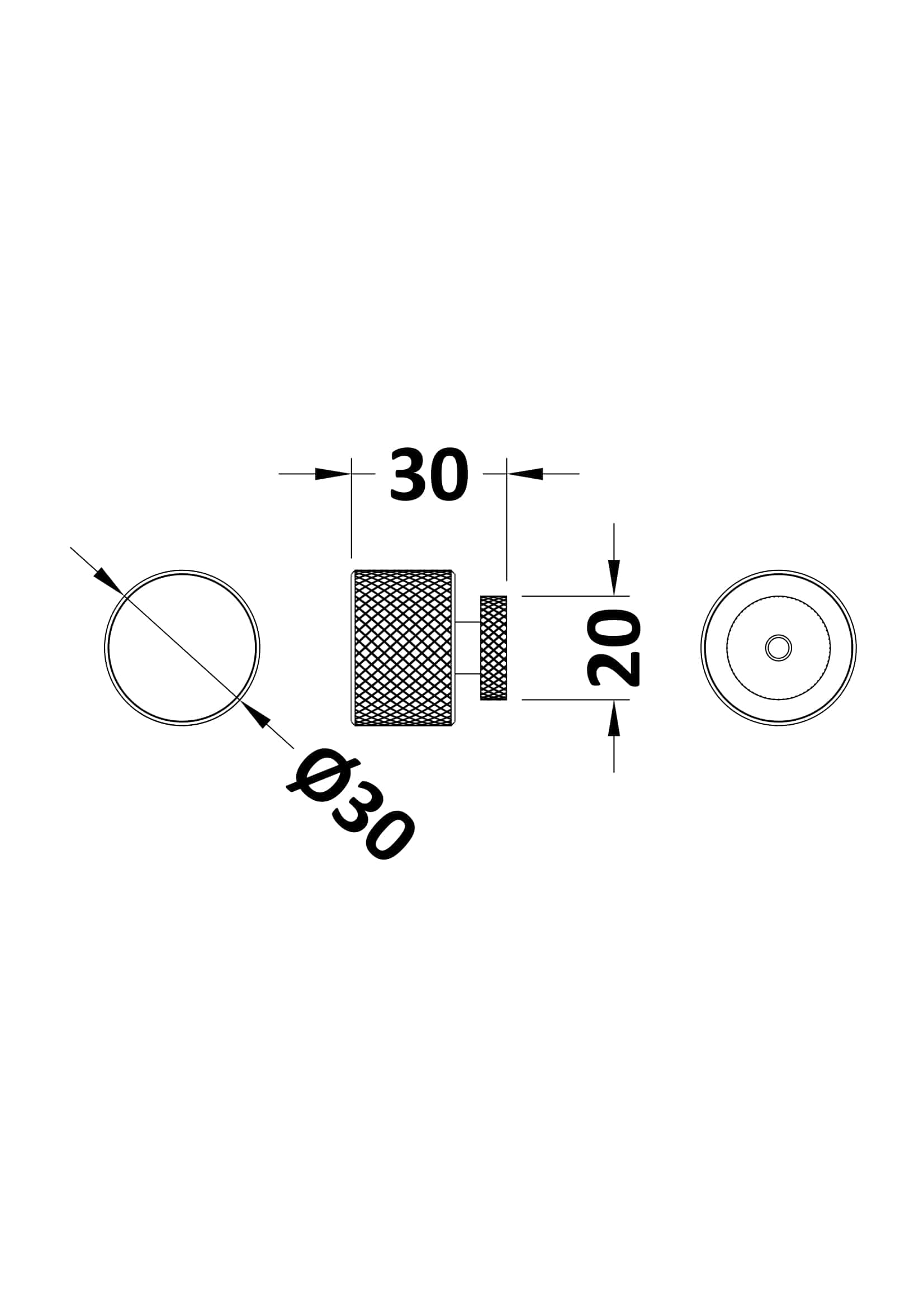 High-quality technical drawing of a bathroom fitting with dimensions and measurements for Bubly Bathrooms. The diagram shows a round fitting with a 30mm diameter and detailed size specifications for bathroom installation.