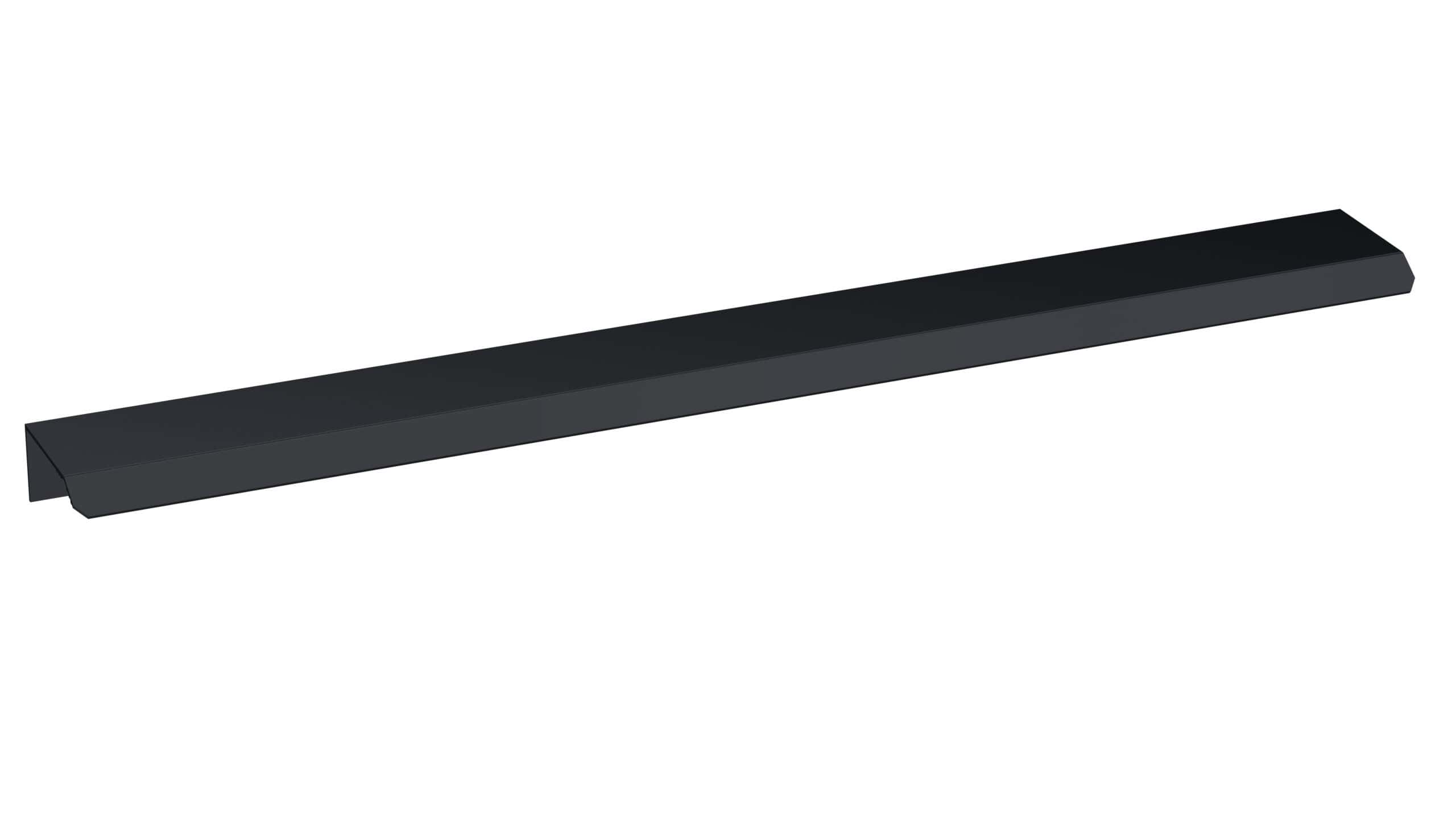 Sleek black bathroom shower trim handle for modern Bubly Bathrooms fixtures.