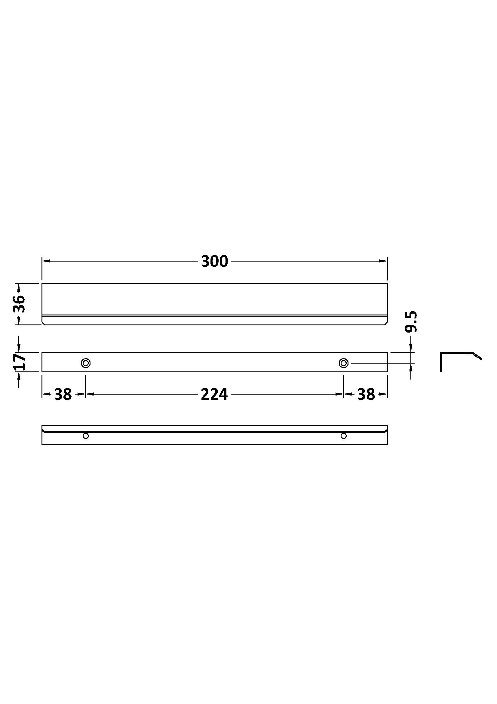 Smooth modern bathroom shower grab bar with precise measurements for safe and stylish bathroom installations.