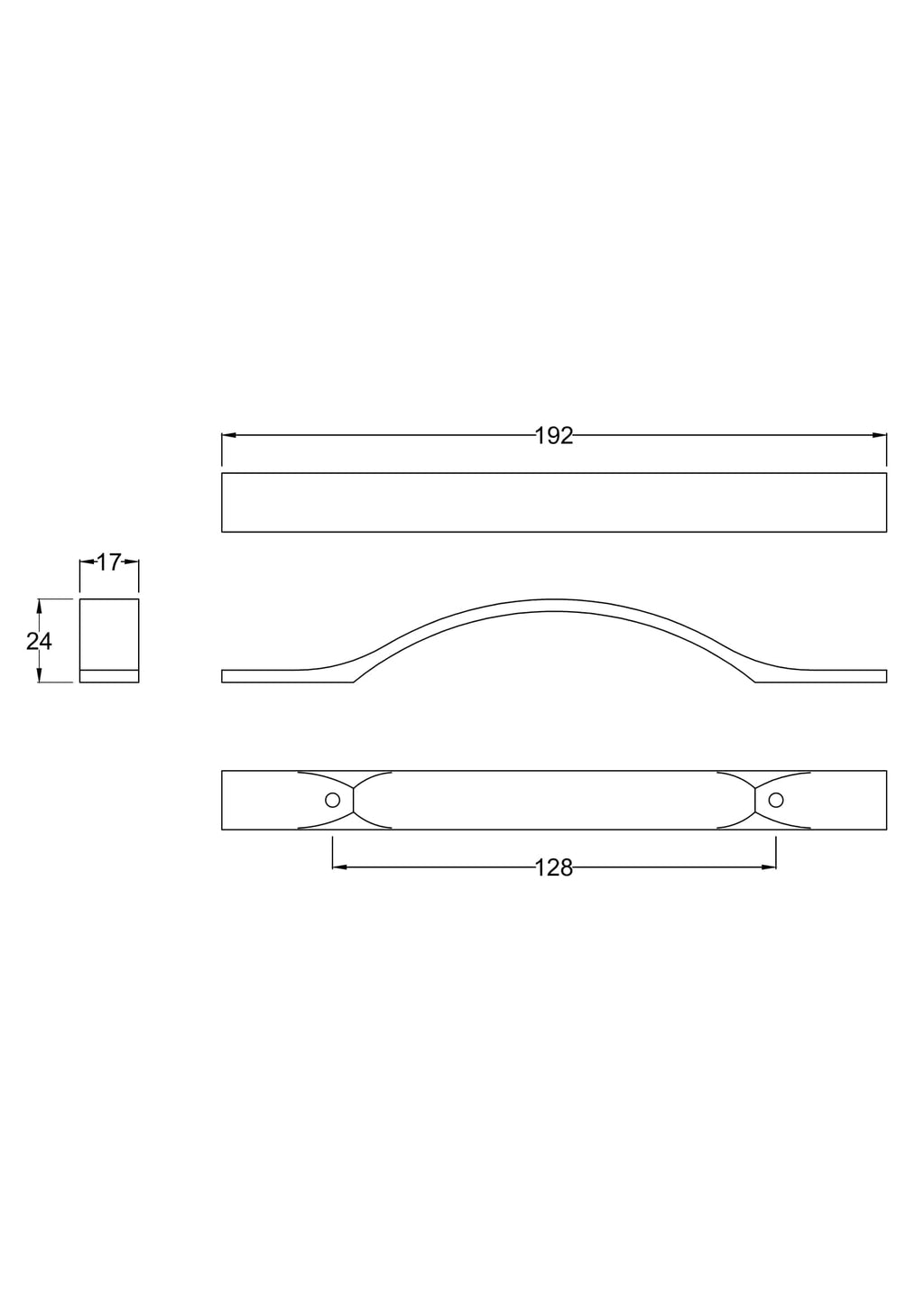 Aluminium Bathroom Handle, 192mm length, traditional design perfect for modern Bubly Bathrooms. Durable and sleek, ideal for bathroom cabinetry and furniture.