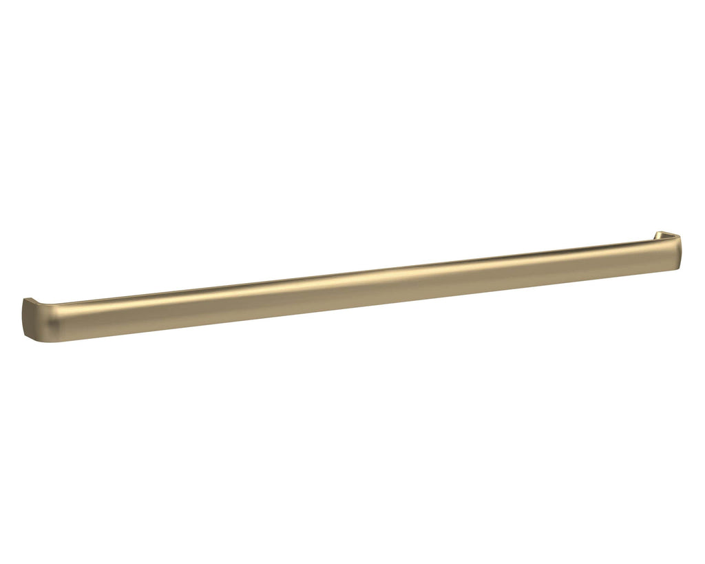 Brushed gold bathroom towel rail from Bubly Bathrooms, sleek modern design, high-quality chrome finish, ideal for contemporary bathrooms, sturdy and easy to install.