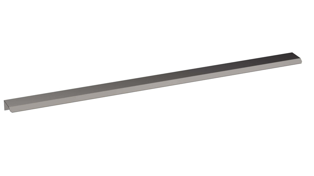 Long metallic bathroom grab bar for safety and support in showers and bathrooms.