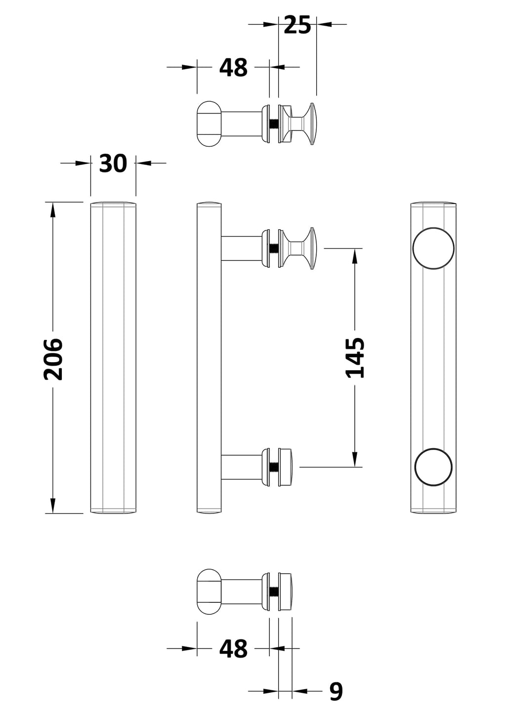 Polished chrome towel rail with precise dimensioning, ideal for modern bathroom decor and efficient towel drying.