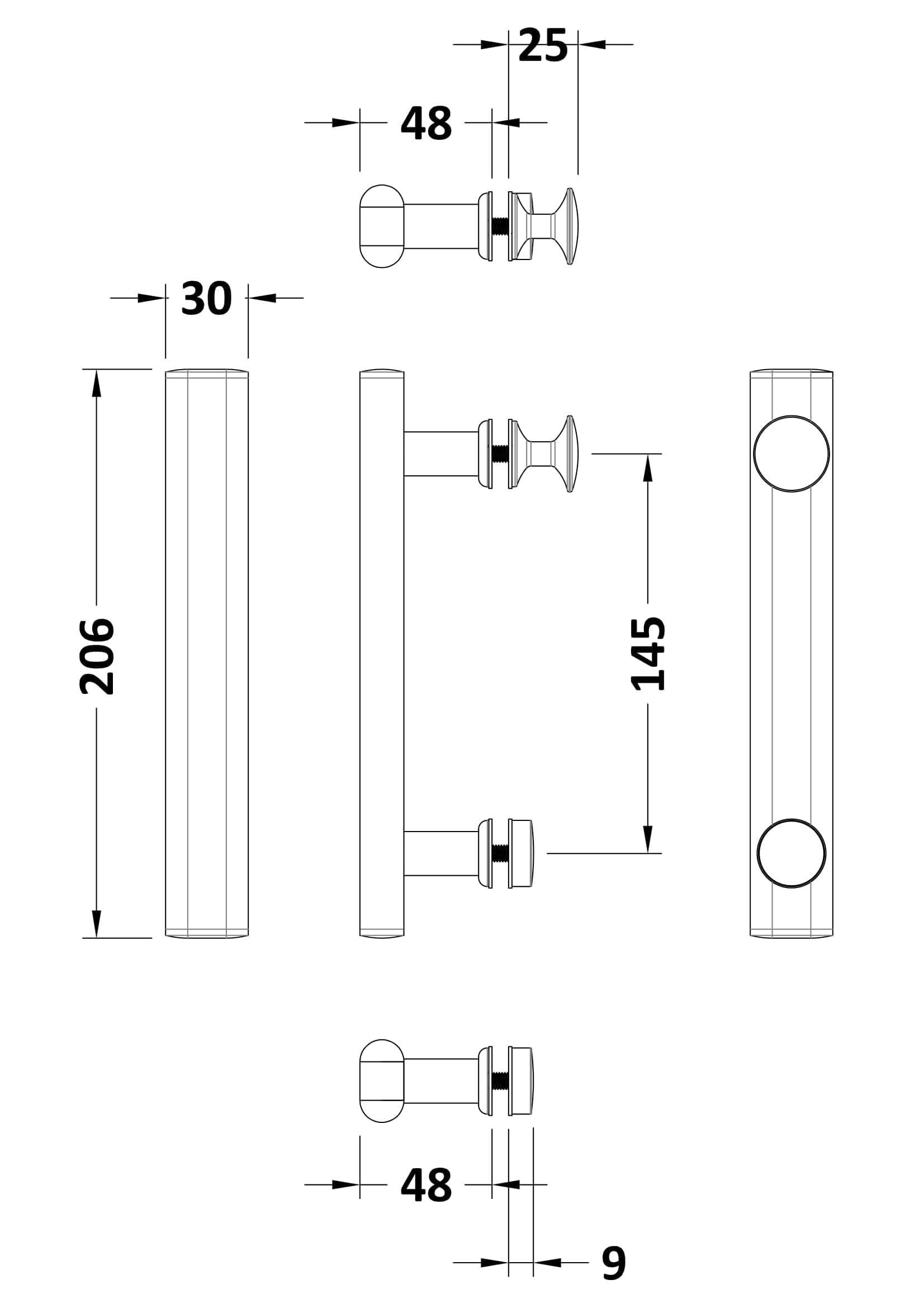Polished chrome towel rail with precise dimensioning, ideal for modern bathroom decor and efficient towel drying.