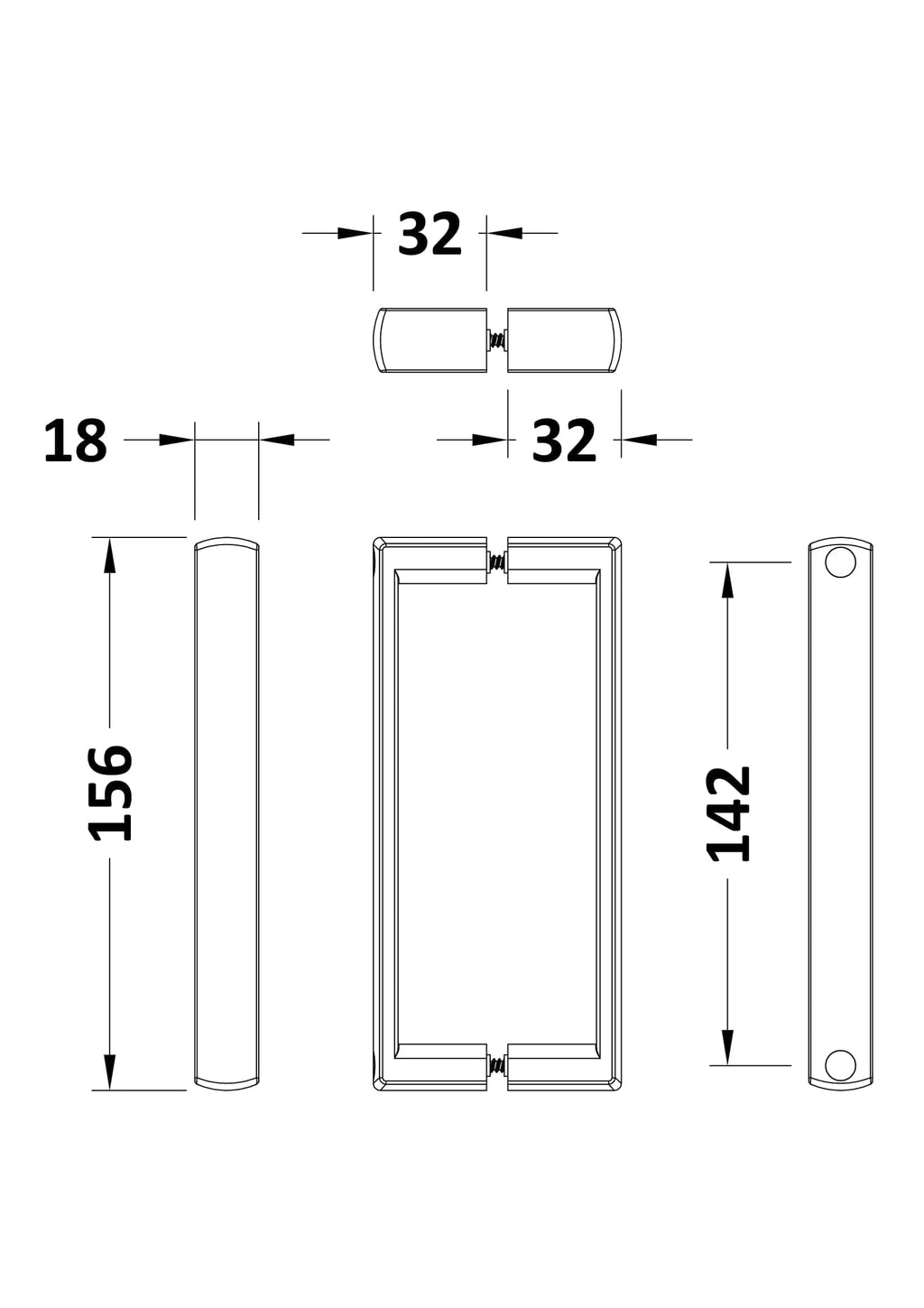 Minimalist bathroom hardware with precise measurements for modern Bubly Bathrooms installations.
