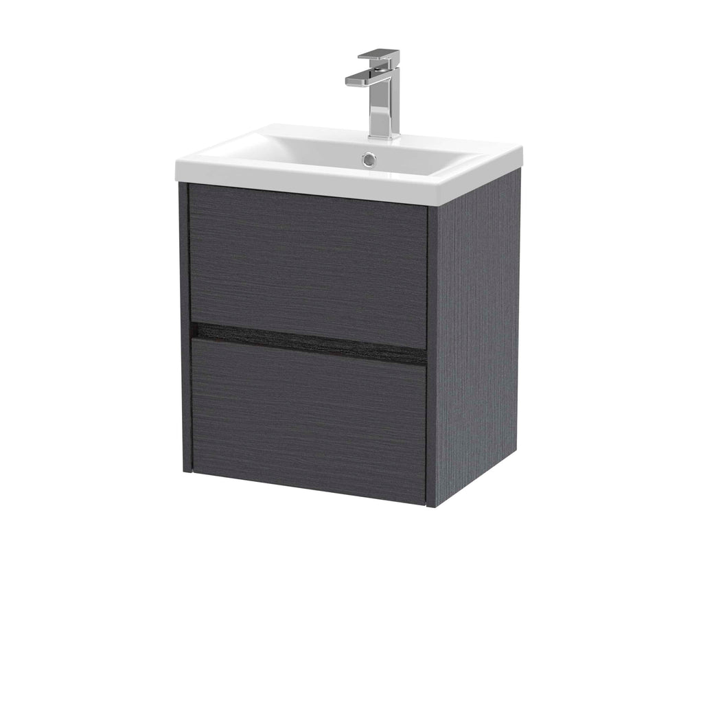 Nuie Havana 2 Drawer Wall Hung Vanity Unit With Mid Edge Ceramic Basin - 1 TH