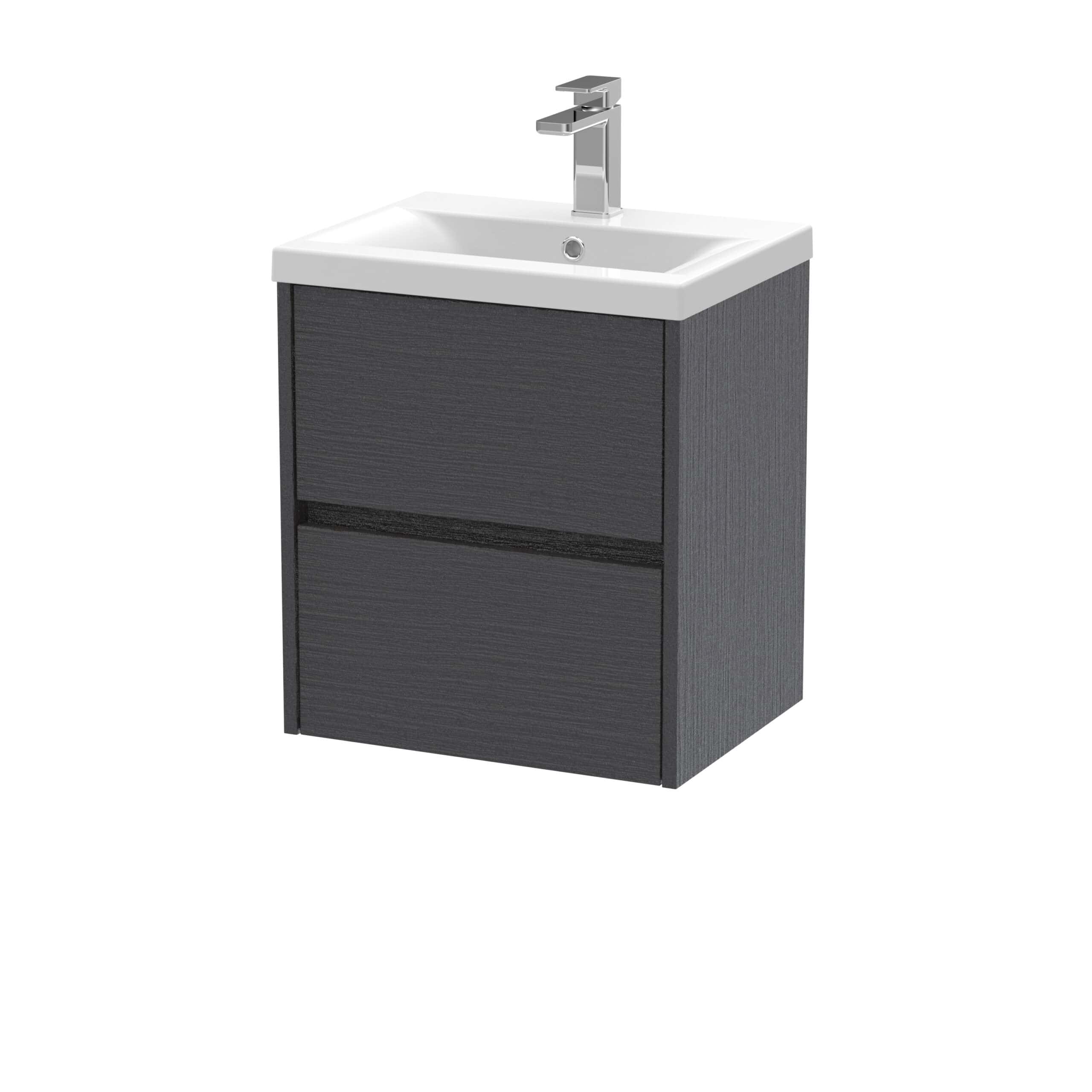 Nuie Havana 2 Drawer Wall Hung Vanity Unit With Mid Edge Ceramic Basin - 1 TH