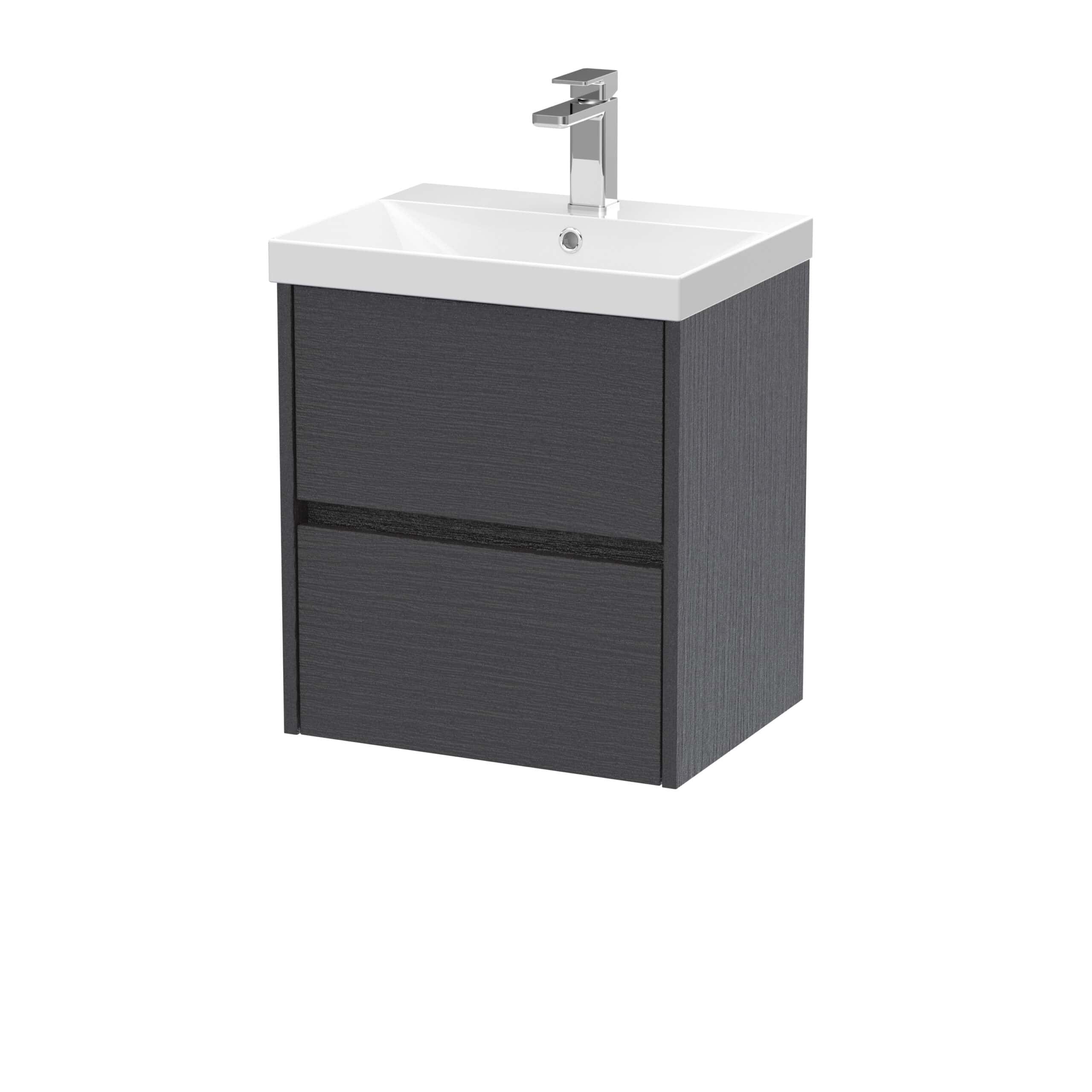 Nuie Havana 2 Drawer Wall Hung Vanity Unit With Thin Edge Ceramic Basin - 1 TH