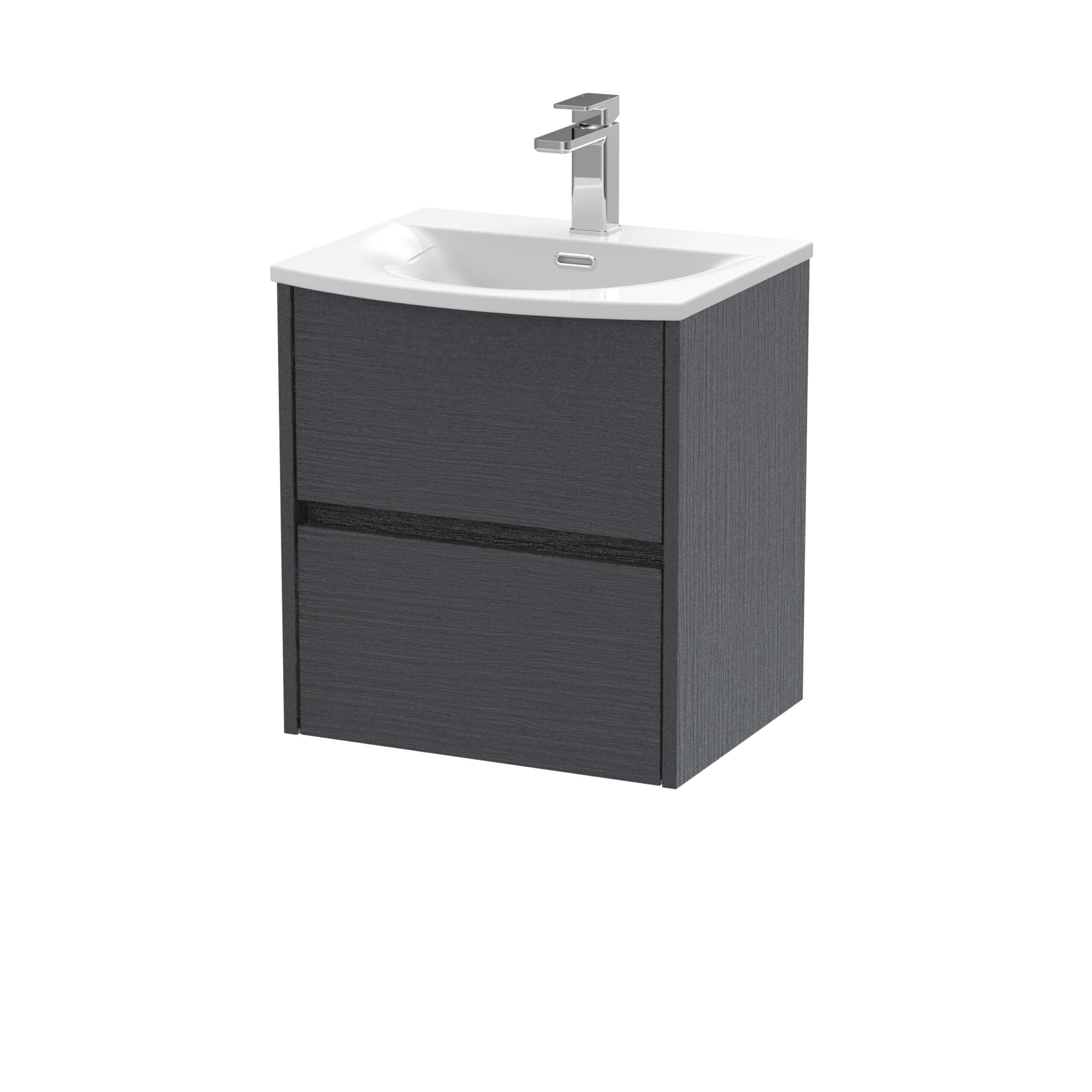 Modern bathroom vanity with sink and sleek black wood finish, ideal for contemporary bathrooms, featuring ample storage space and stylish design.