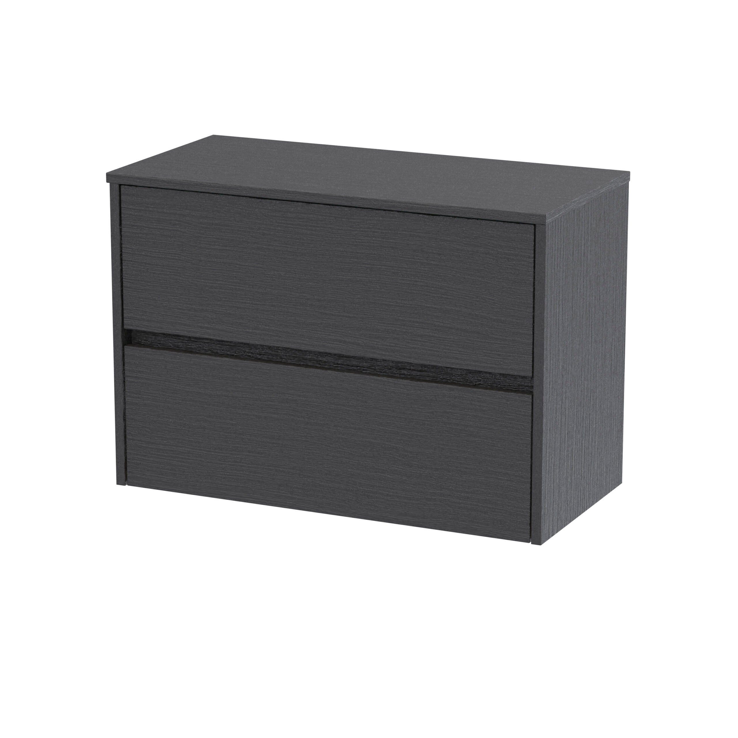 Modern black bathroom storage cabinet with two drawers for organised bathroom essentials. Perfect for contemporary bathrooms, offering stylish and functional storage solutions.