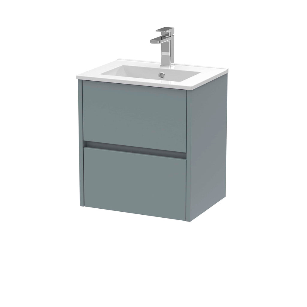 Modern grey bathroom vanity with integrated sink and chrome faucet, ideal for contemporary bathroom designs. Durable and stylish, perfect for adding functionality and sleek aesthetics to your bathroom space.