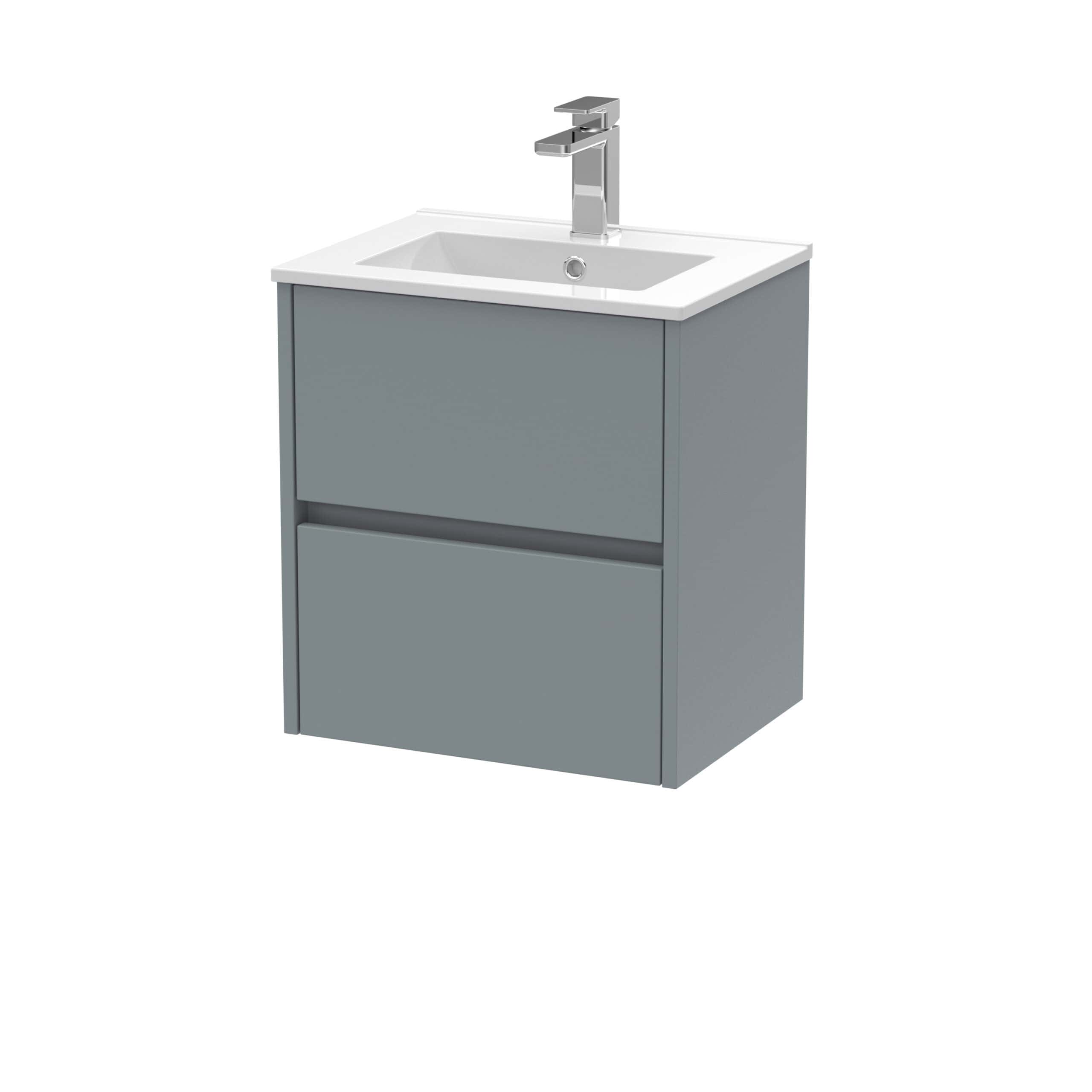 Modern grey bathroom vanity with integrated sink and chrome faucet, ideal for contemporary bathroom designs. Durable and stylish, perfect for adding functionality and sleek aesthetics to your bathroom space.