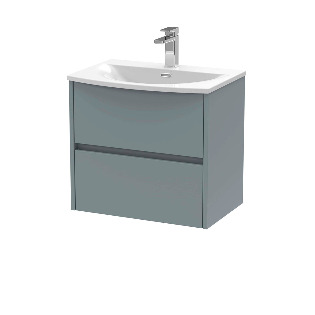 Sleek grey bathroom vanity unit with integrated sink and modern chrome faucet, perfect for contemporary bathroom designs and optimizing space.