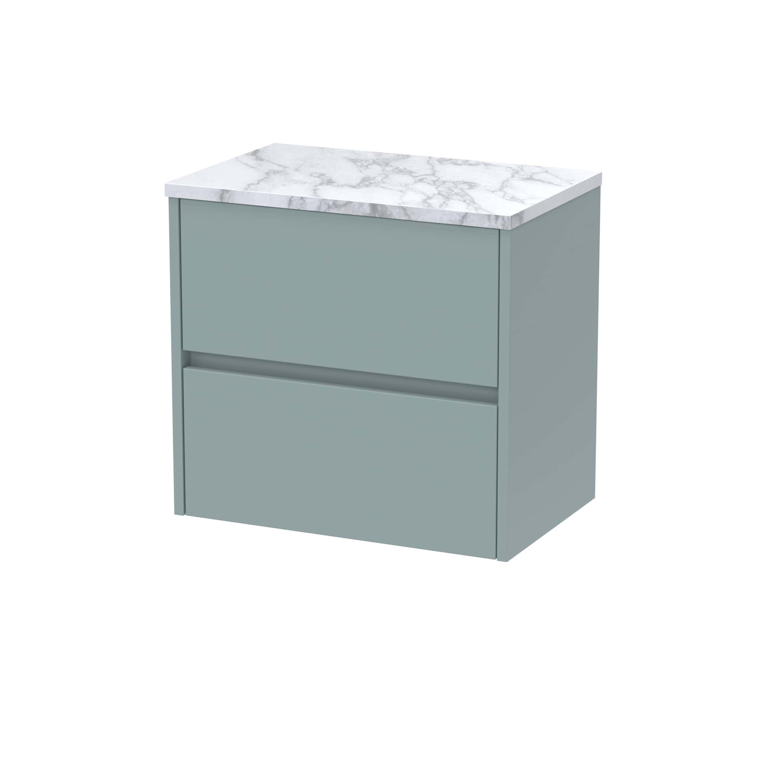 Sleek blue bathroom vanity with marble countertop, modern design, perfect for contemporary bathrooms, storage drawers, and elegant style.