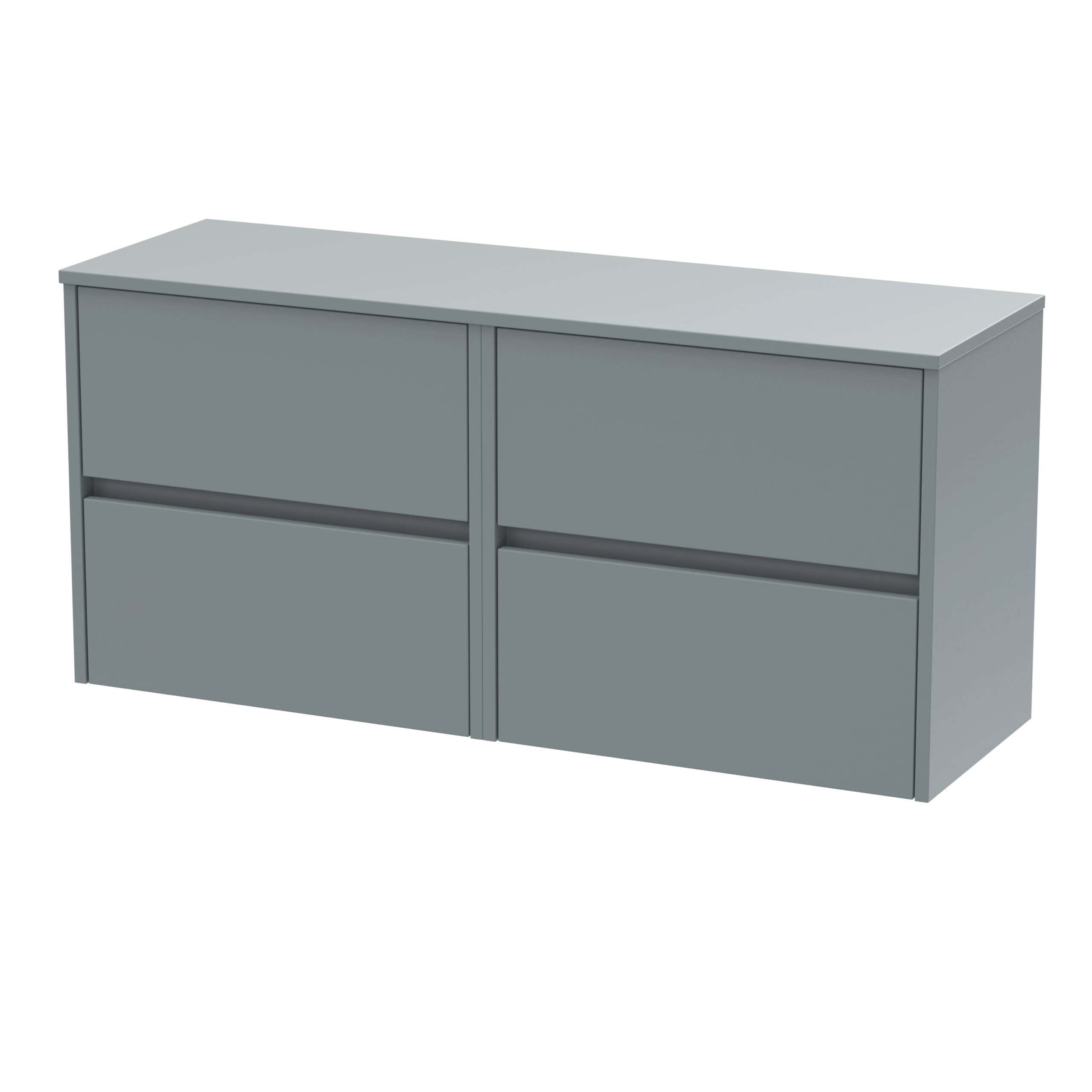 Modern grey bathroom storage cabinet with four spacious drawers, sleek design, perfect for organising toiletries and bathroom essentials. Durable and stylish for contemporary bathrooms.
