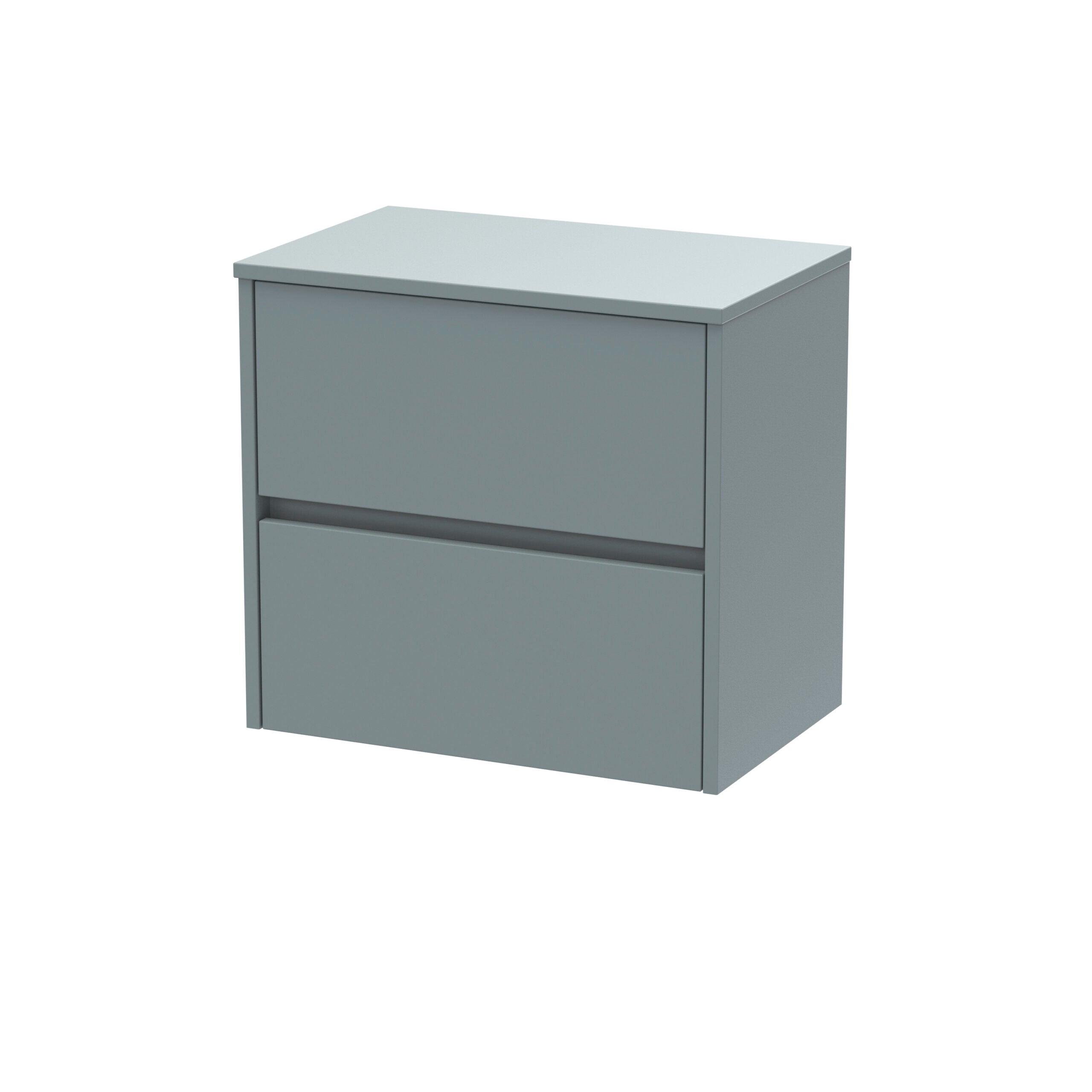 Modern grey bathroom storage unit with two drawers, ideal for organising toiletries and bathroom essentials, combining style and functionality.