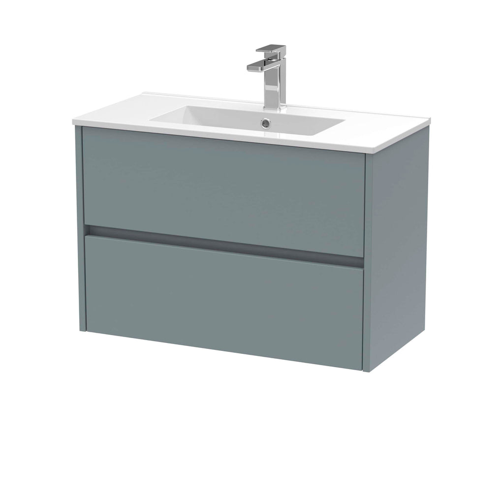 Sleek modern bathroom vanity unit with integrated sink and chrome tap, perfect for contemporary bathroom designs, featuring ample storage drawers for organisation.