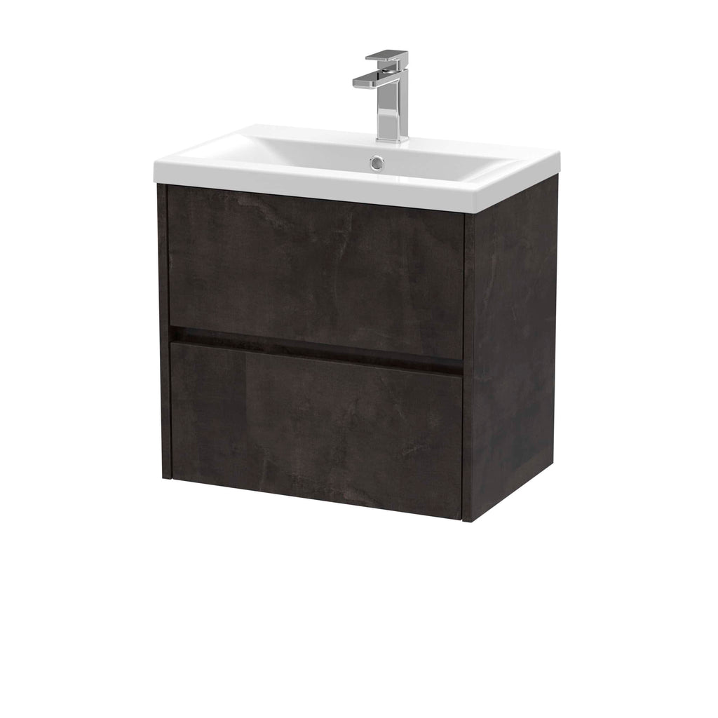 Modern black bathroom vanity with integrated sink and chrome faucet, ideal for contemporary bathroom decor. Durable construction and sleek design perfect for stylish bathroom renovation.