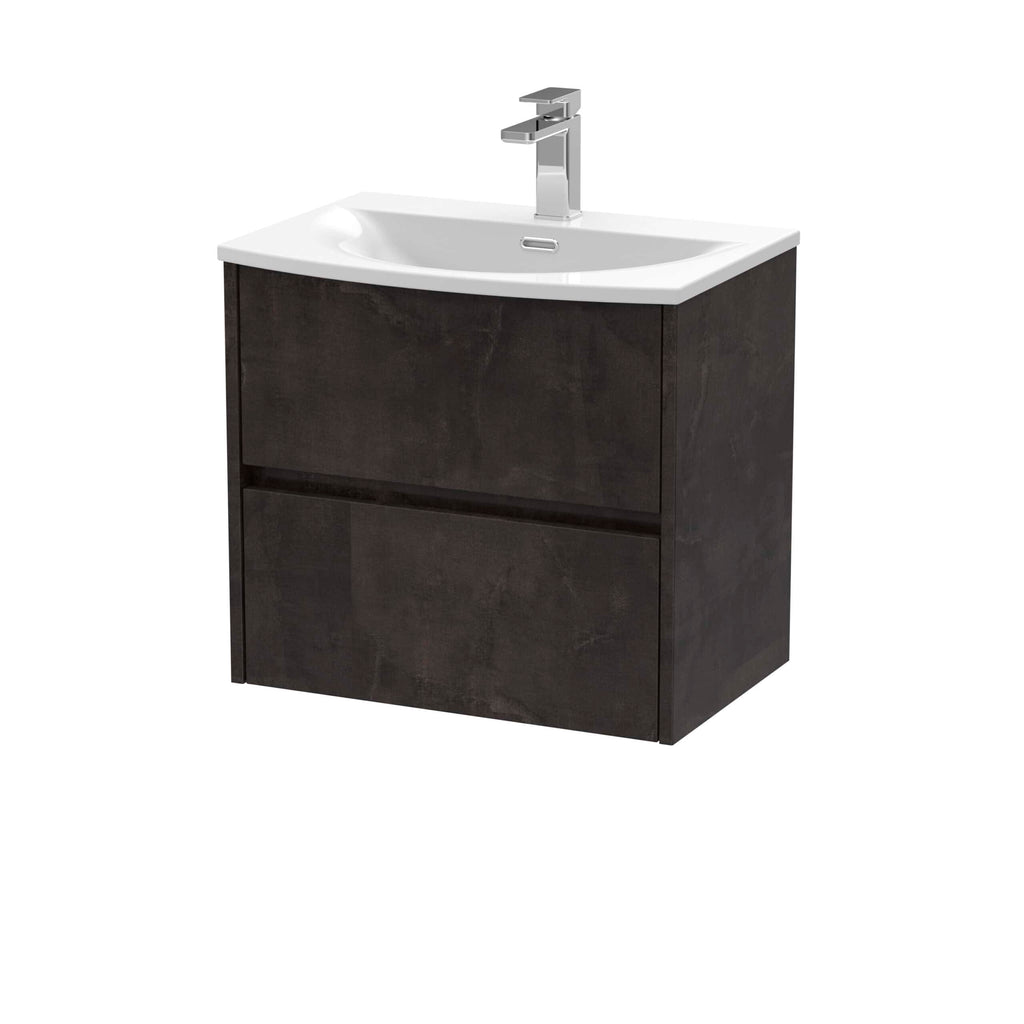 Polished black bathroom vanity with integrated ceramic sink and modern chrome faucet, ideal for contemporary bathroom décor and storage solutions.