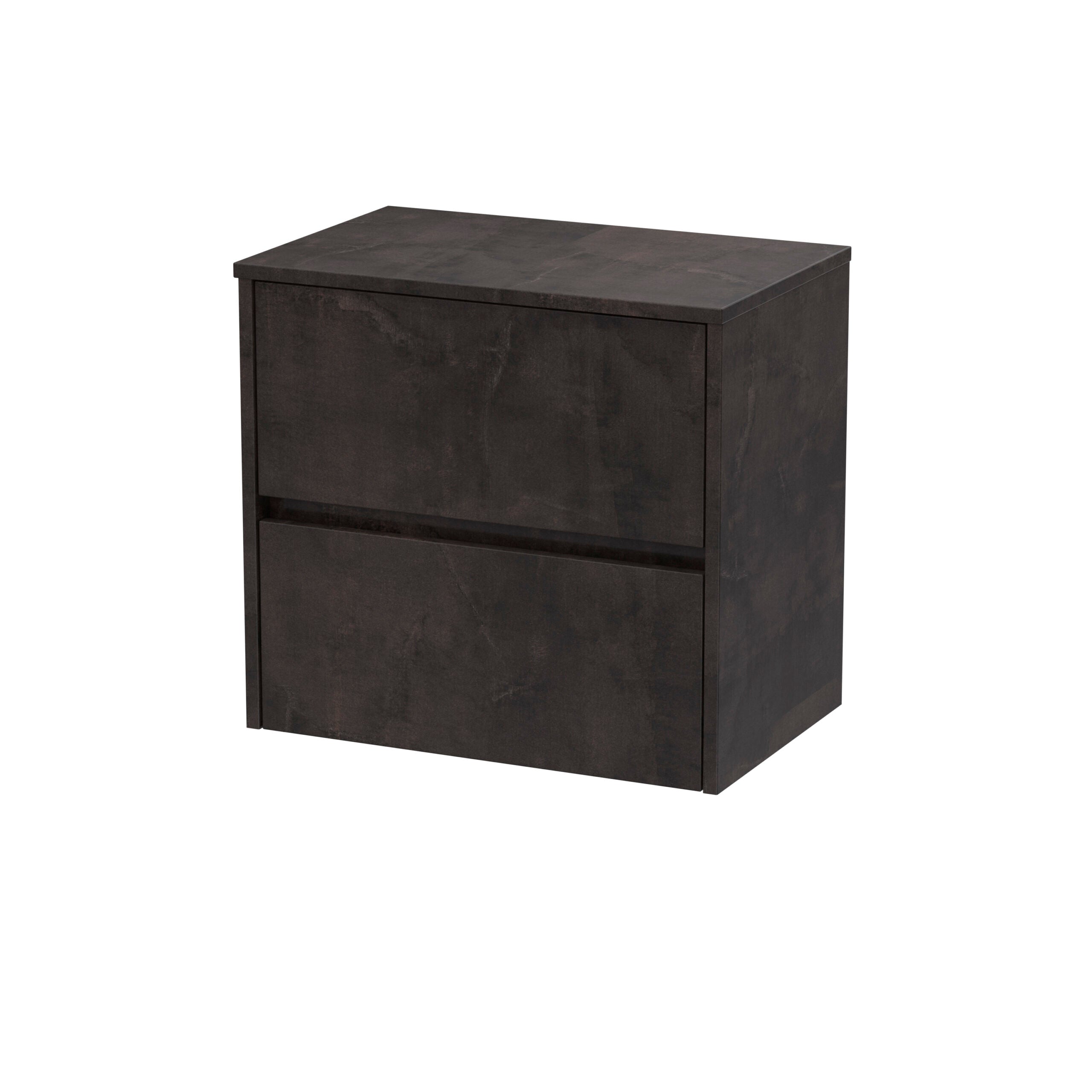 Sleek black bathroom vanity unit with two drawers, modern storage solution for contemporary bathrooms. Durable finish, stylish design, and ample space for bathroom essentials.