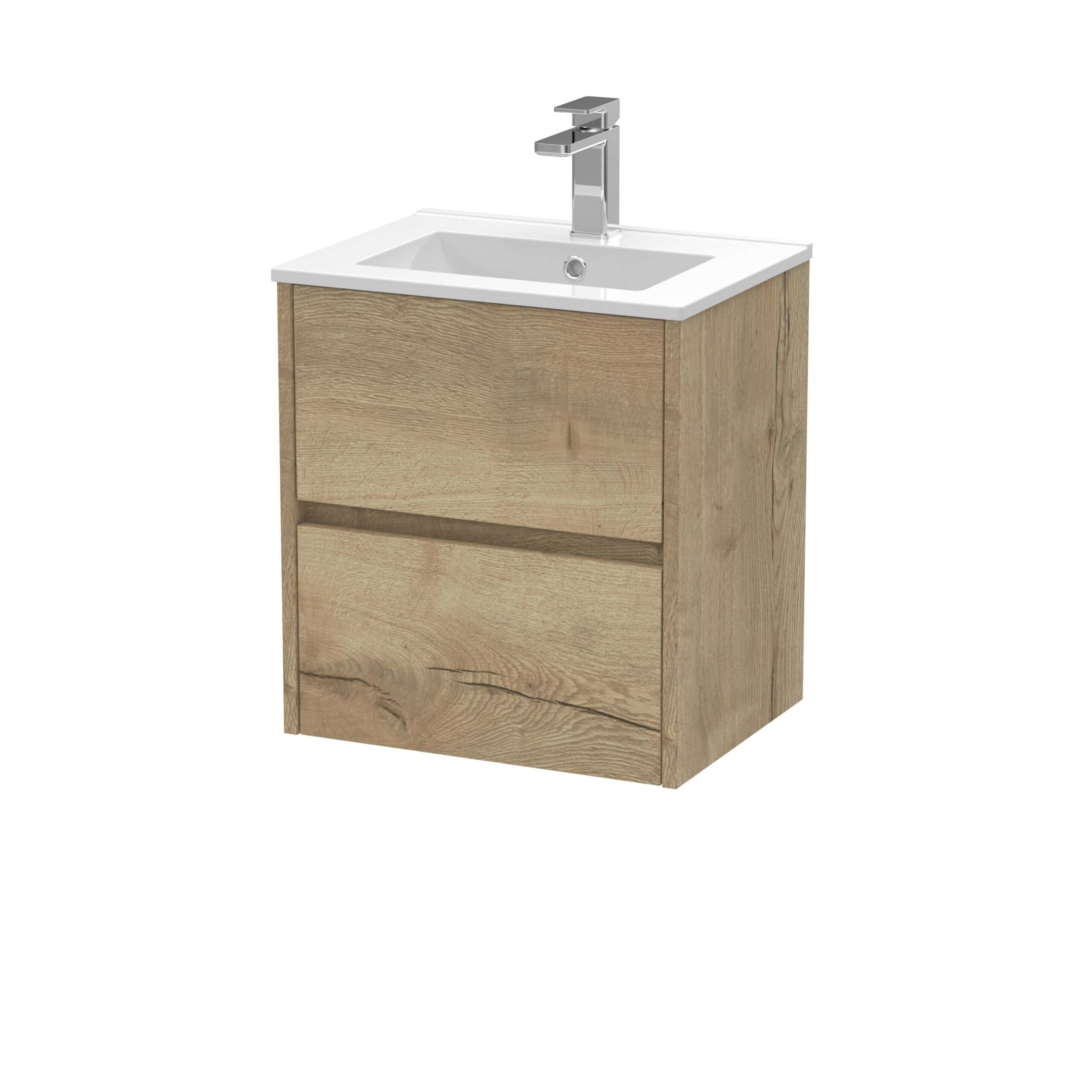 Sleek bathroom vanity with a modern chrome faucet and natural wood finish, ideal for contemporary bathroom renovations and storage solutions.
