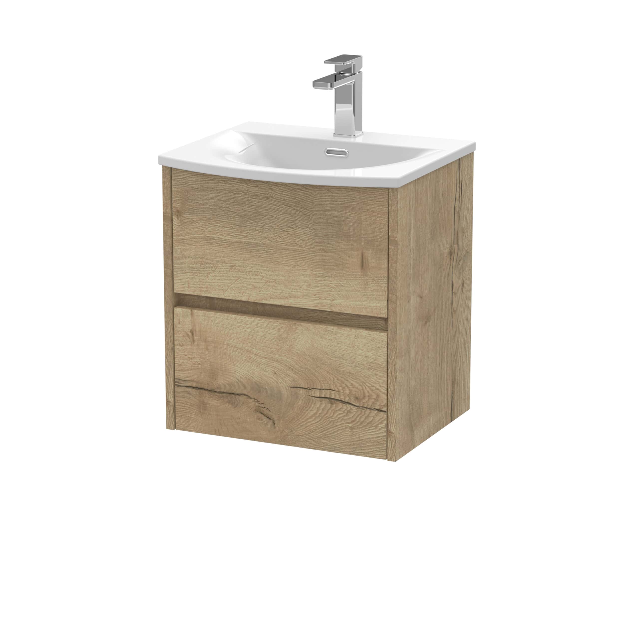 Modern bathroom vanity unit with a white ceramic sink and chrome faucet, featuring natural wood finish drawers, ideal for contemporary bathroom decor and storage solutions.