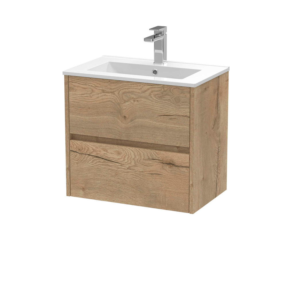 Modern wooden bathroom vanity with white ceramic sink and chrome faucet, ideal for contemporary bathroom needs. Stylish and functional design by Bubly Bathrooms.