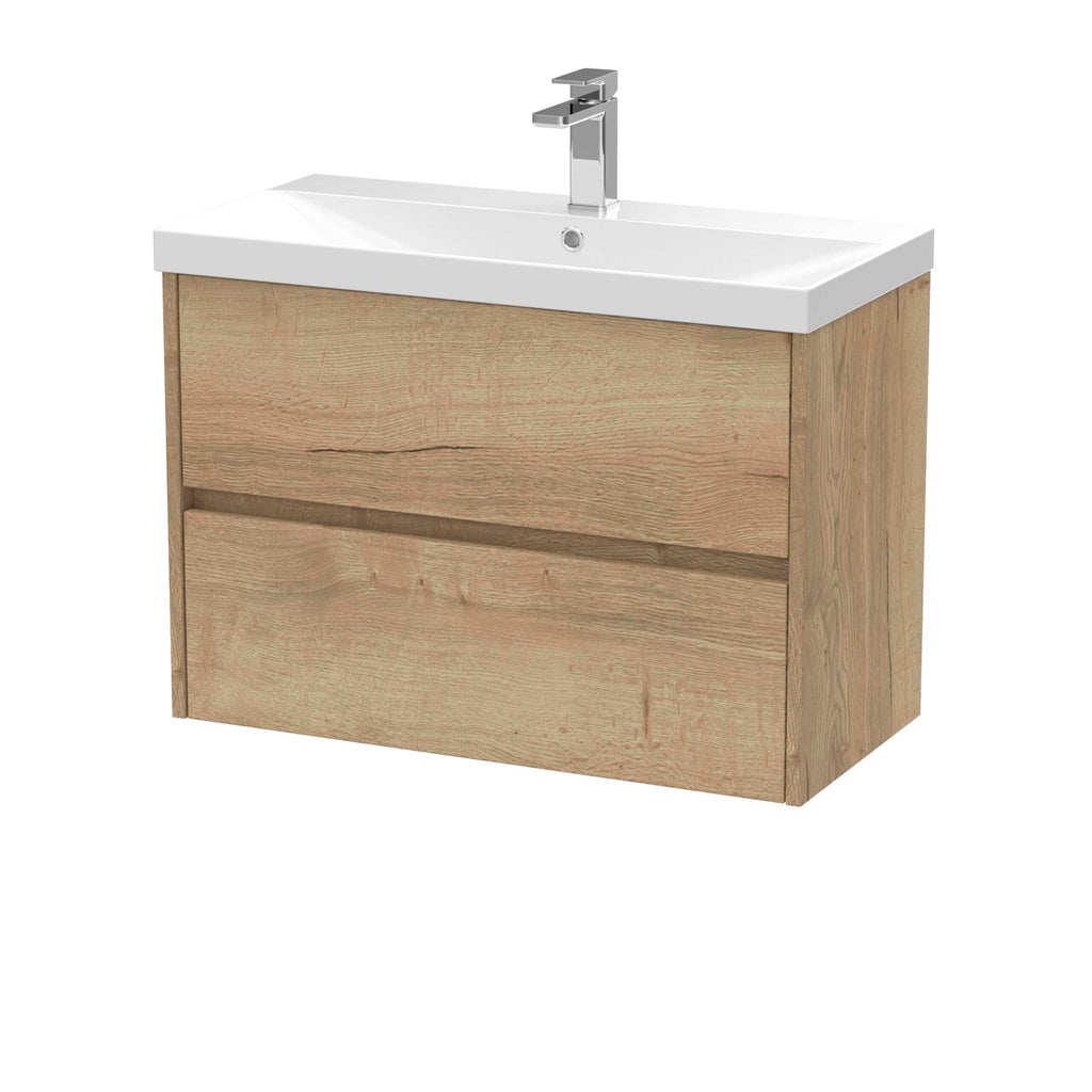 Sleek modern bathroom vanity with a white ceramic sink and wooden cabinet for stylish storage and contemporary design.