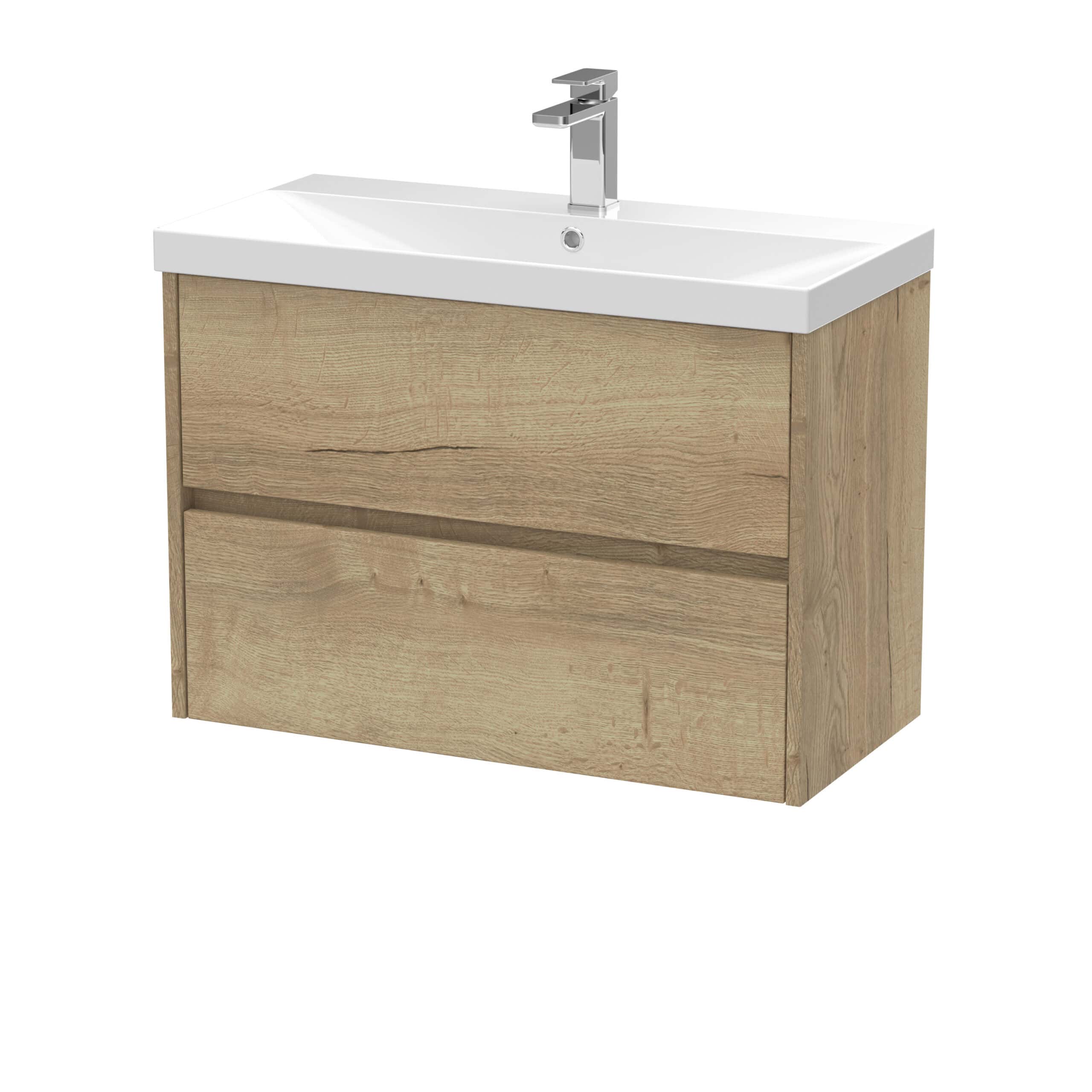 Sleek modern bathroom vanity with a white ceramic sink and wooden cabinet for stylish storage and contemporary design.
