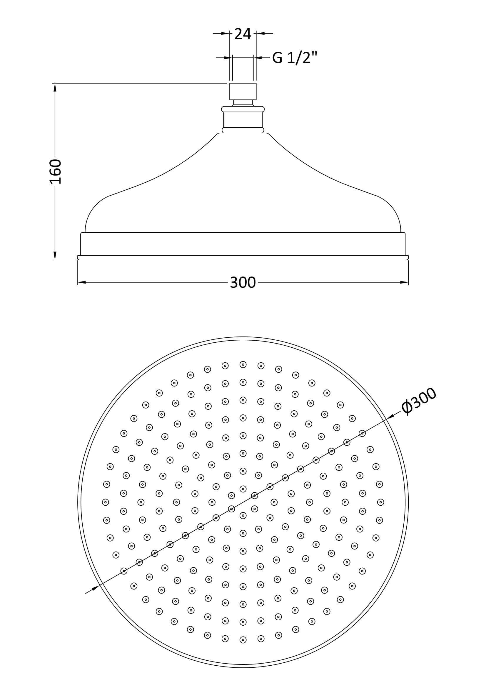 Elegant bathroom shower head with adjustable height and wide 300mm spray pattern, ideal for modern bathroom renovation, featuring durable construction and easy installation.