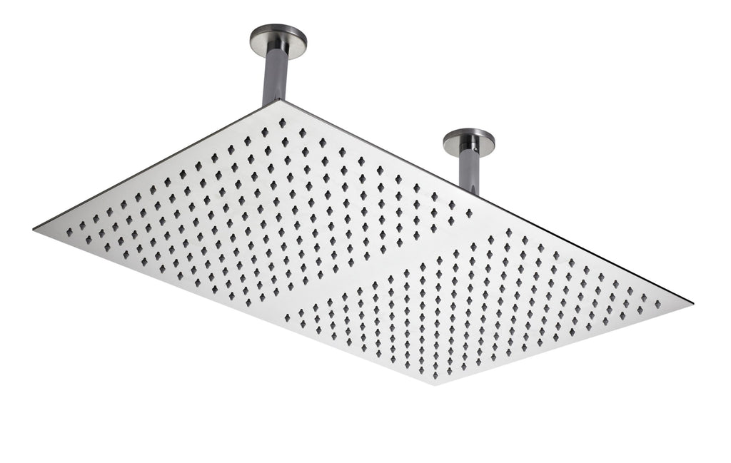 Modern square rain shower head with adjustable arm for luxurious bathroom upgrade.