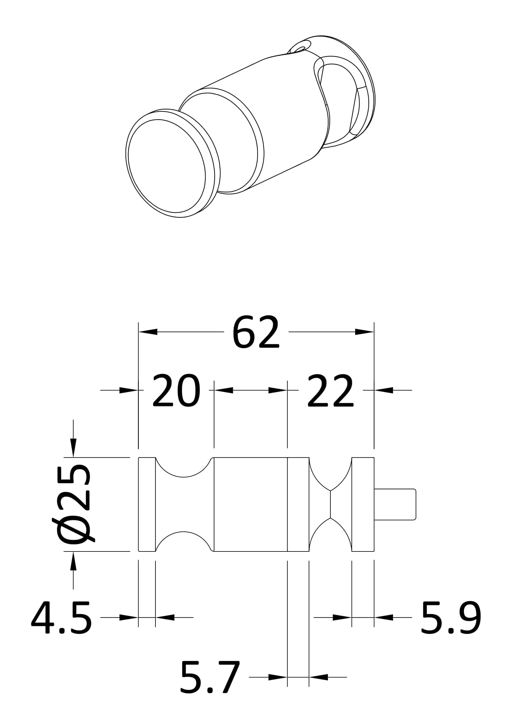 Small bathroom drain fitting with precise measurements for plumbing installation – ideal for modern bathroom renovations and leak-proof connections.