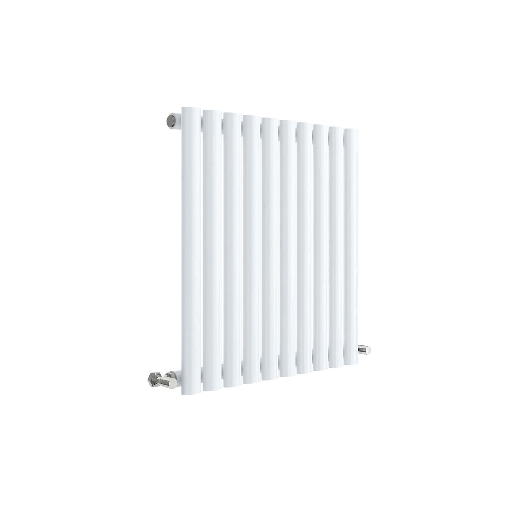 Chrome towel warmer radiator for bathroom heating and drying towels, modern design with vertical bars, easy installation, efficient heat output. Suitable for contemporary bathroom interiors.