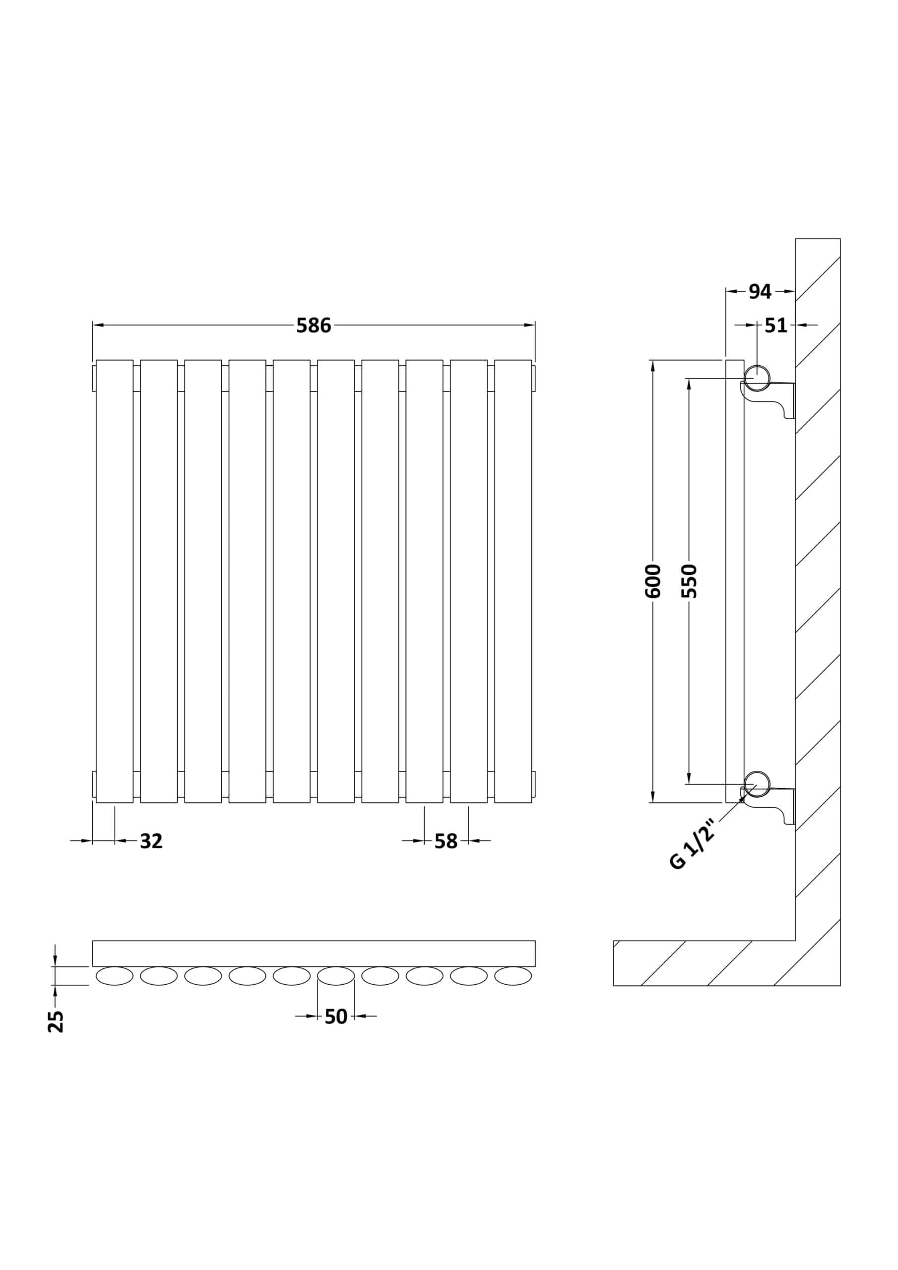 High-quality modern radiator for stylish Bubly bathrooms, featuring precise dimensions, durable design, and easy wall mounting for efficient heating. Perfect for contemporary bathroom decor.