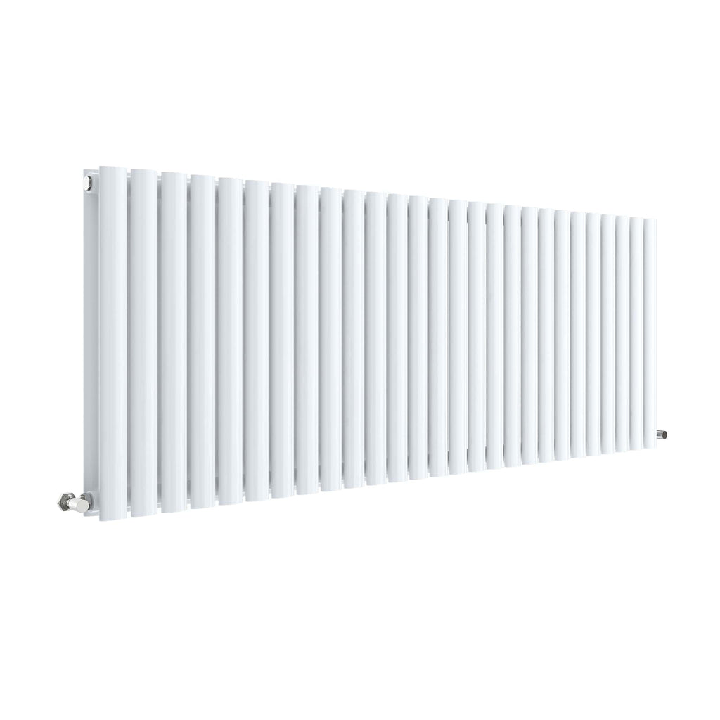 Modern white radiator with vertical tubes, ideal for contemporary bathroom heating solutions. Durable and efficient, perfect for stylish bathroom radiators and heating systems.