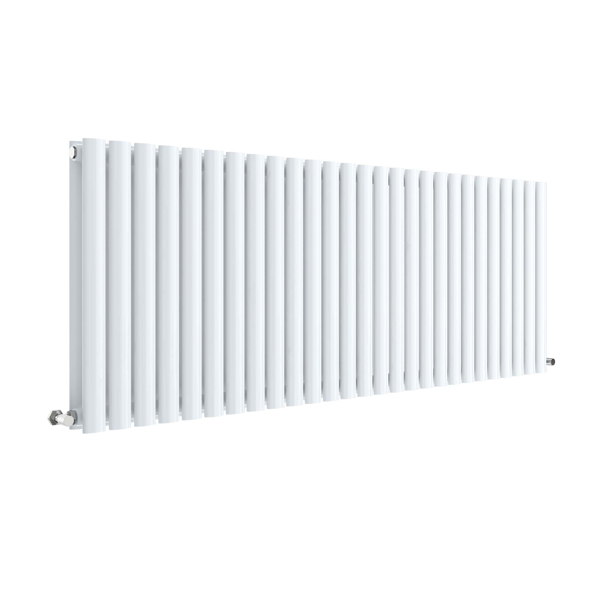 Modern white radiator with vertical tubes, ideal for contemporary bathroom heating solutions. Durable and efficient, perfect for stylish bathroom radiators and heating systems.