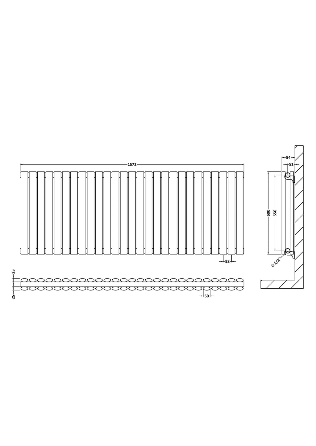 High-quality modern radiator for bathrooms by Bubly Bathrooms, featuring sleek vertical design and durable materials for efficient heating and aesthetic appeal.