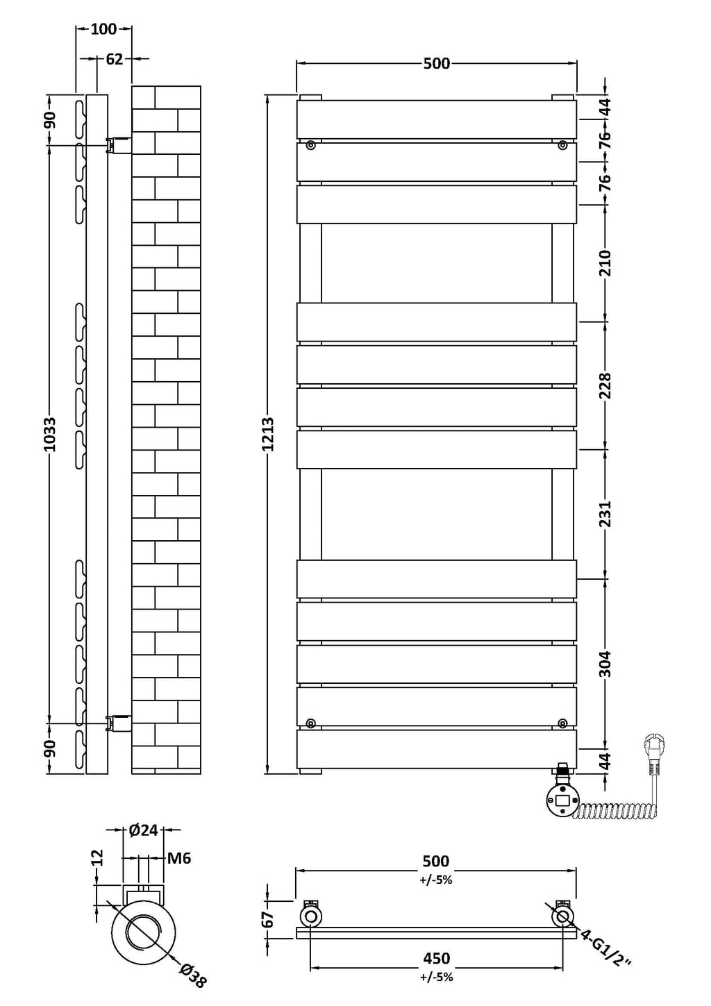 Double panel radiator for bathroom heating and design, featuring detailed technical specifications and dimensions for installation and compatibility in modern bathroom setups.