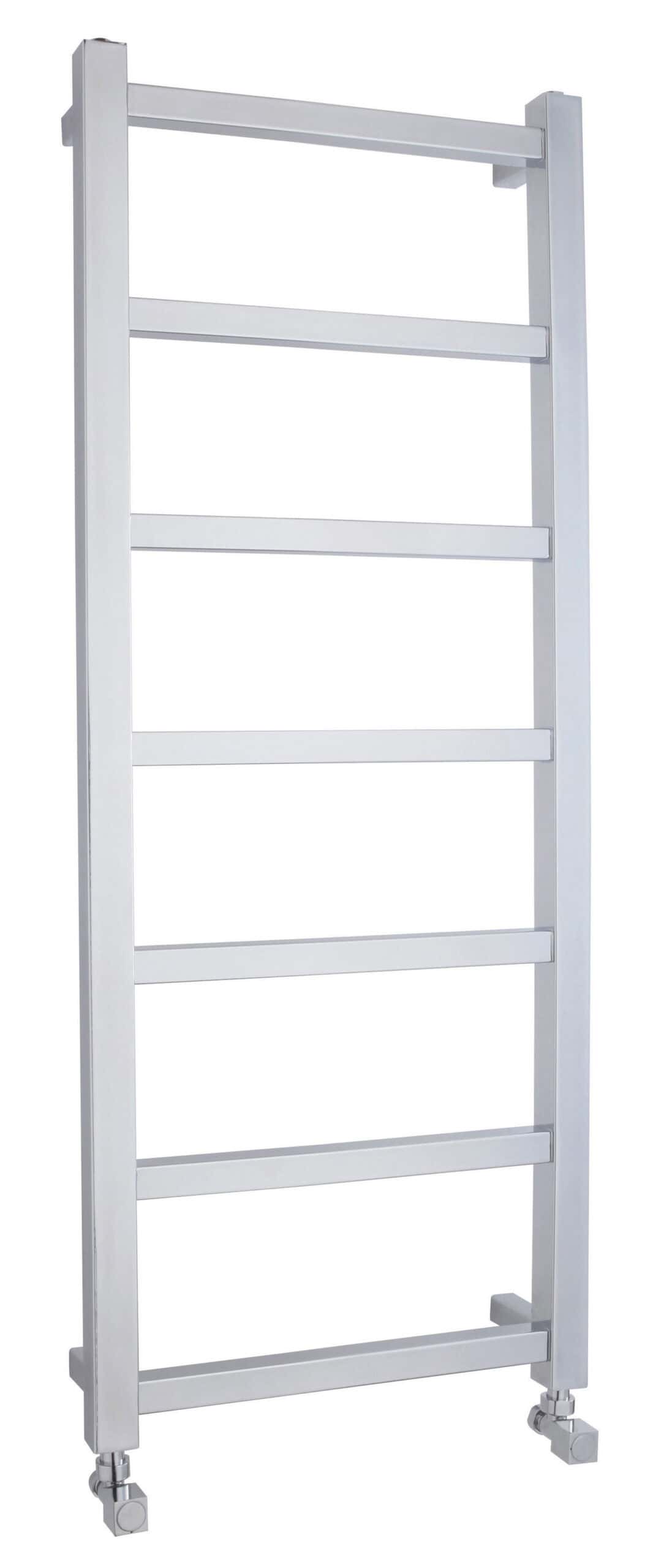 Chrome towel radiator for modern bathroom heating and towel drying solutions.
