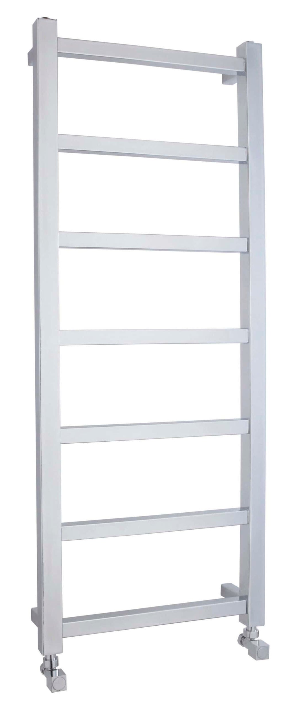 Chrome towel radiator for modern bathroom heating and towel drying solutions.
