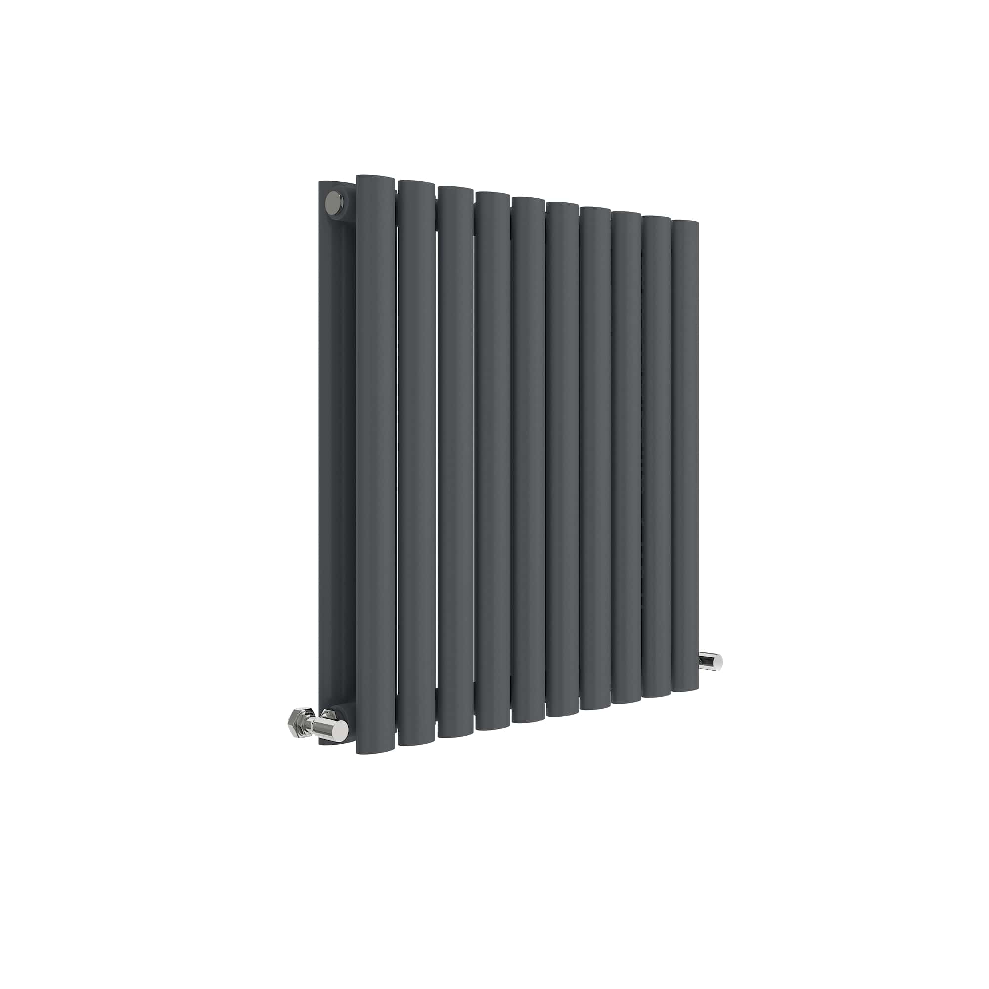 Sleek modern black vertical radiator with a matte finish, ideal for contemporary bathroom heating solutions. Designed for efficient heat distribution and stylish bathroom décor.