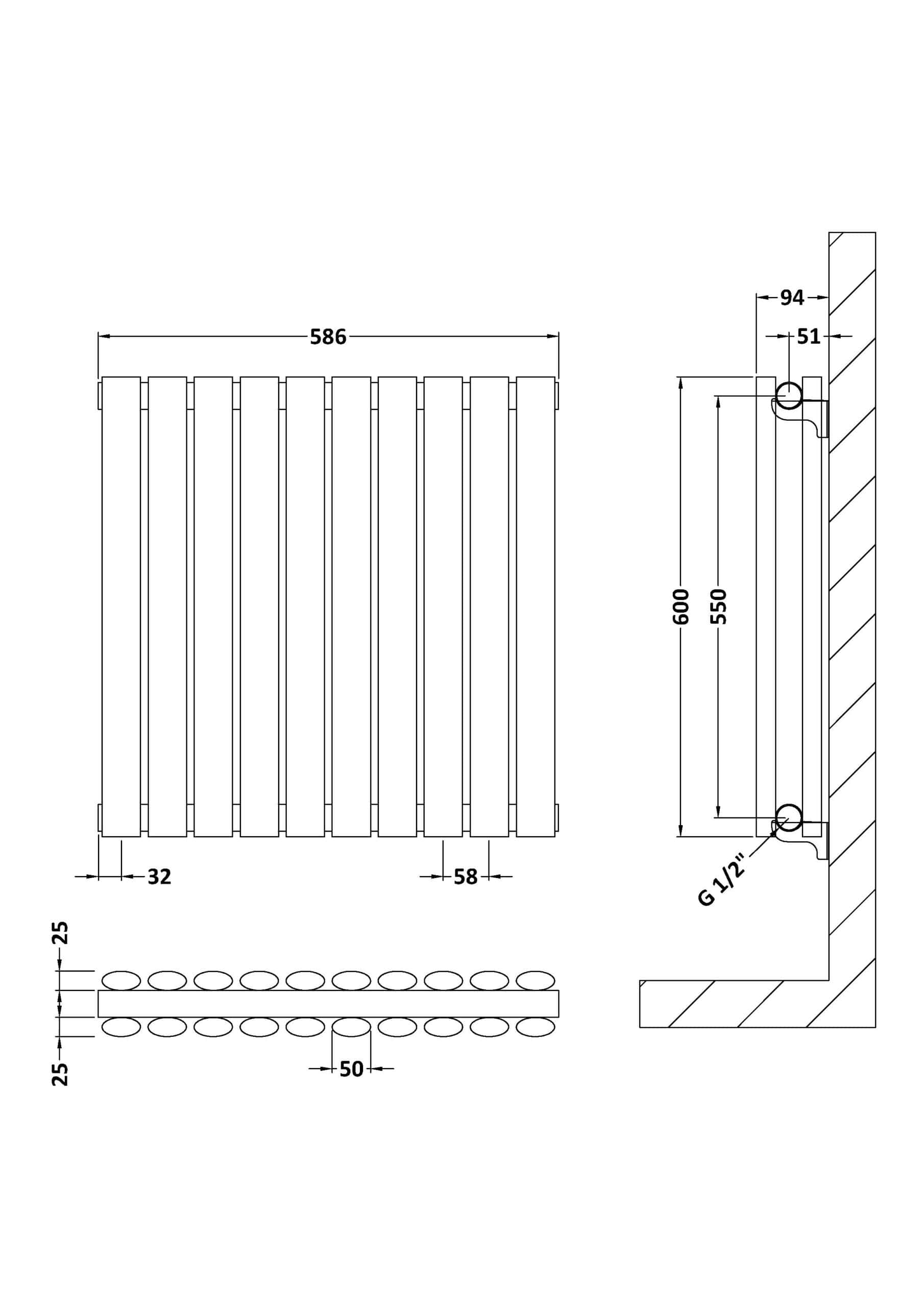 Bright modern radiator with sleek horizontal design, perfect for contemporary bathrooms and heating solutions.
