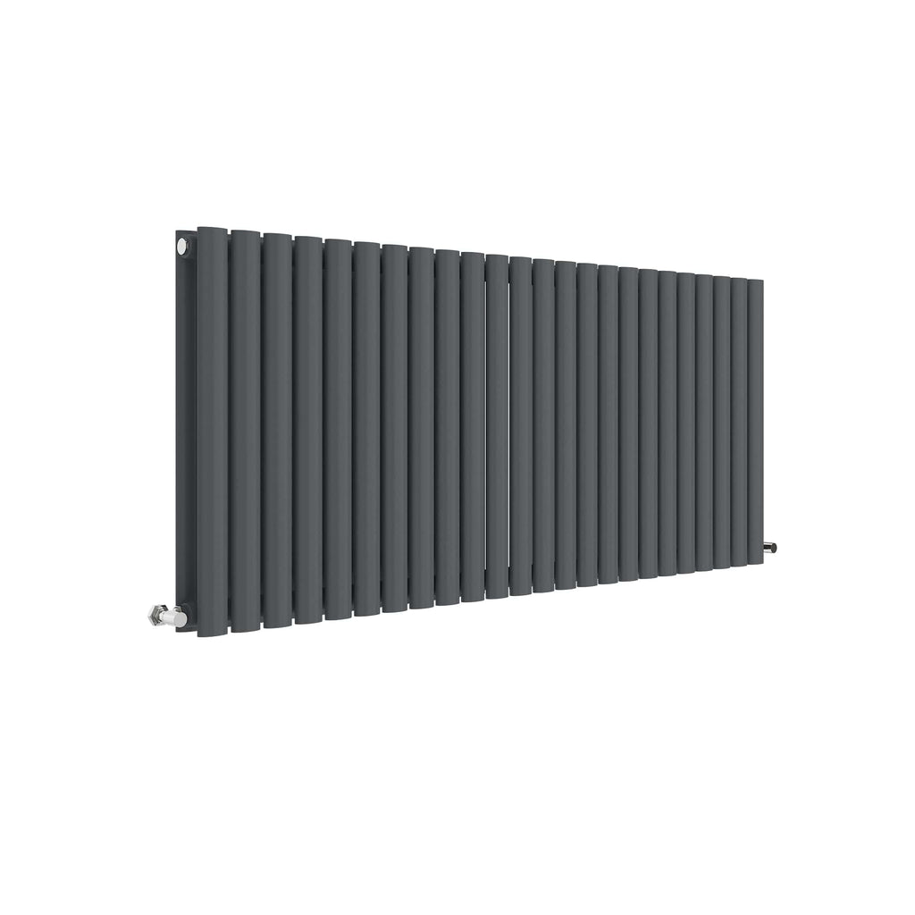 Modern black vertical radiator for contemporary bathroom heating solutions.
